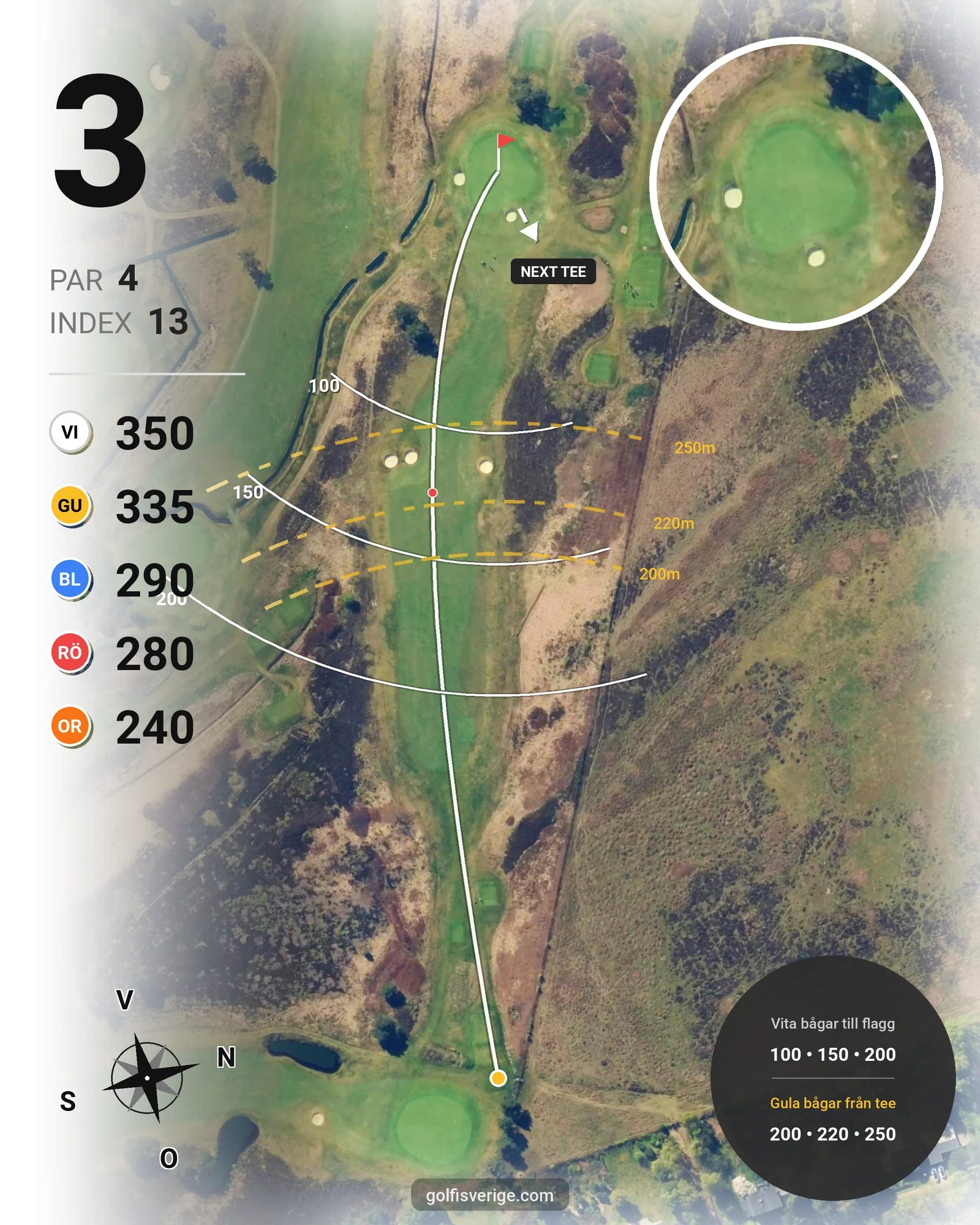 Banguide T Hål 1-18 (Gul-Röd) på Ljunghusens Golfklubb - Hål 3 karta