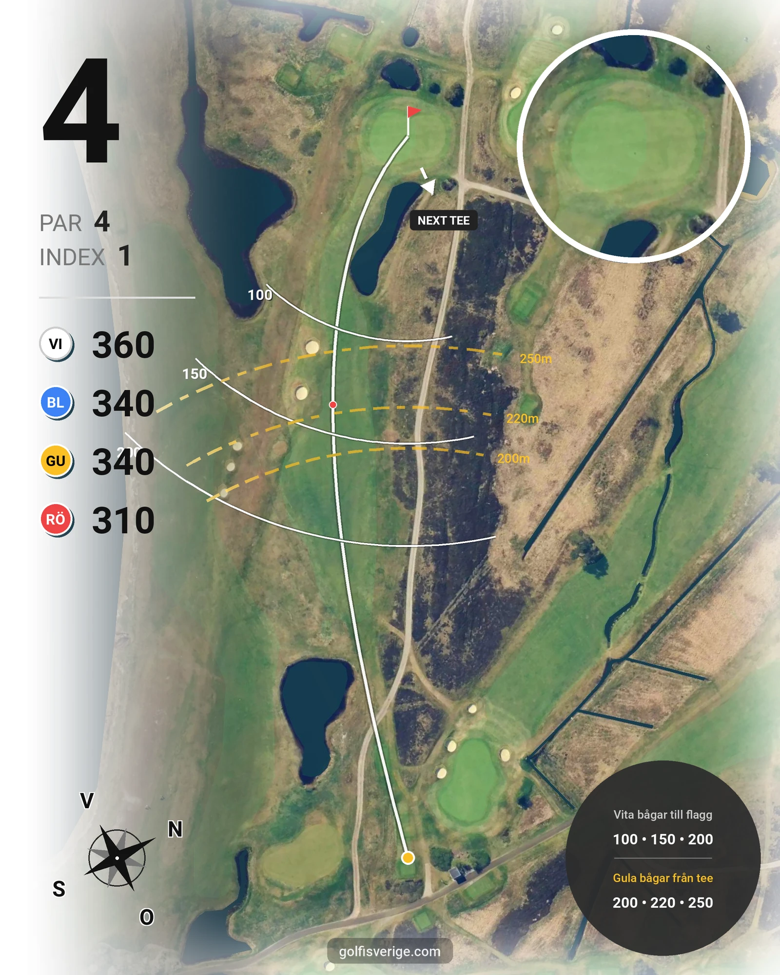 Banguide T Hål 10-27 (Röd-Vit) på Ljunghusens Golfklubb - Hål 4 karta