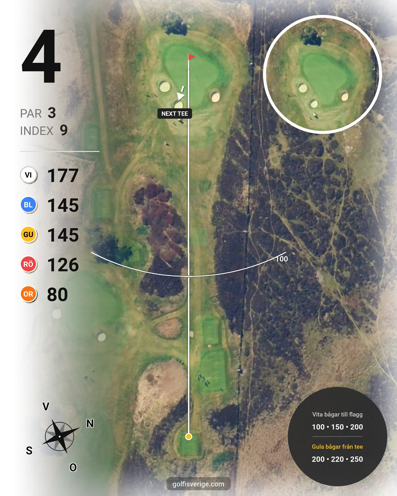 Banguide T Hål 1-18 (Gul-Röd) på Ljunghusens Golfklubb - Hål 4 karta