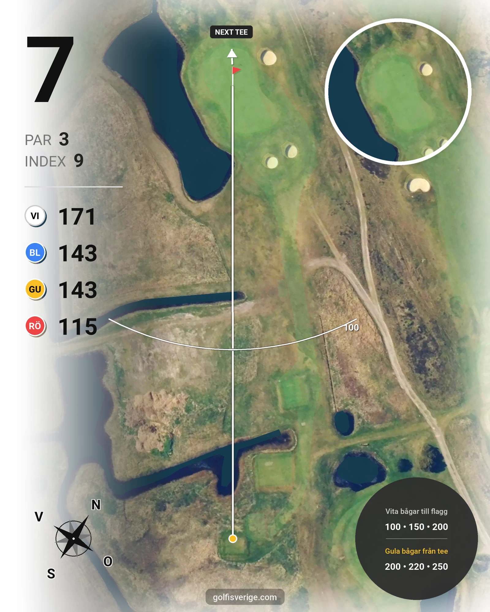 Banguide T Hål 10-27 (Röd-Vit) på Ljunghusens Golfklubb - Hål 7 karta