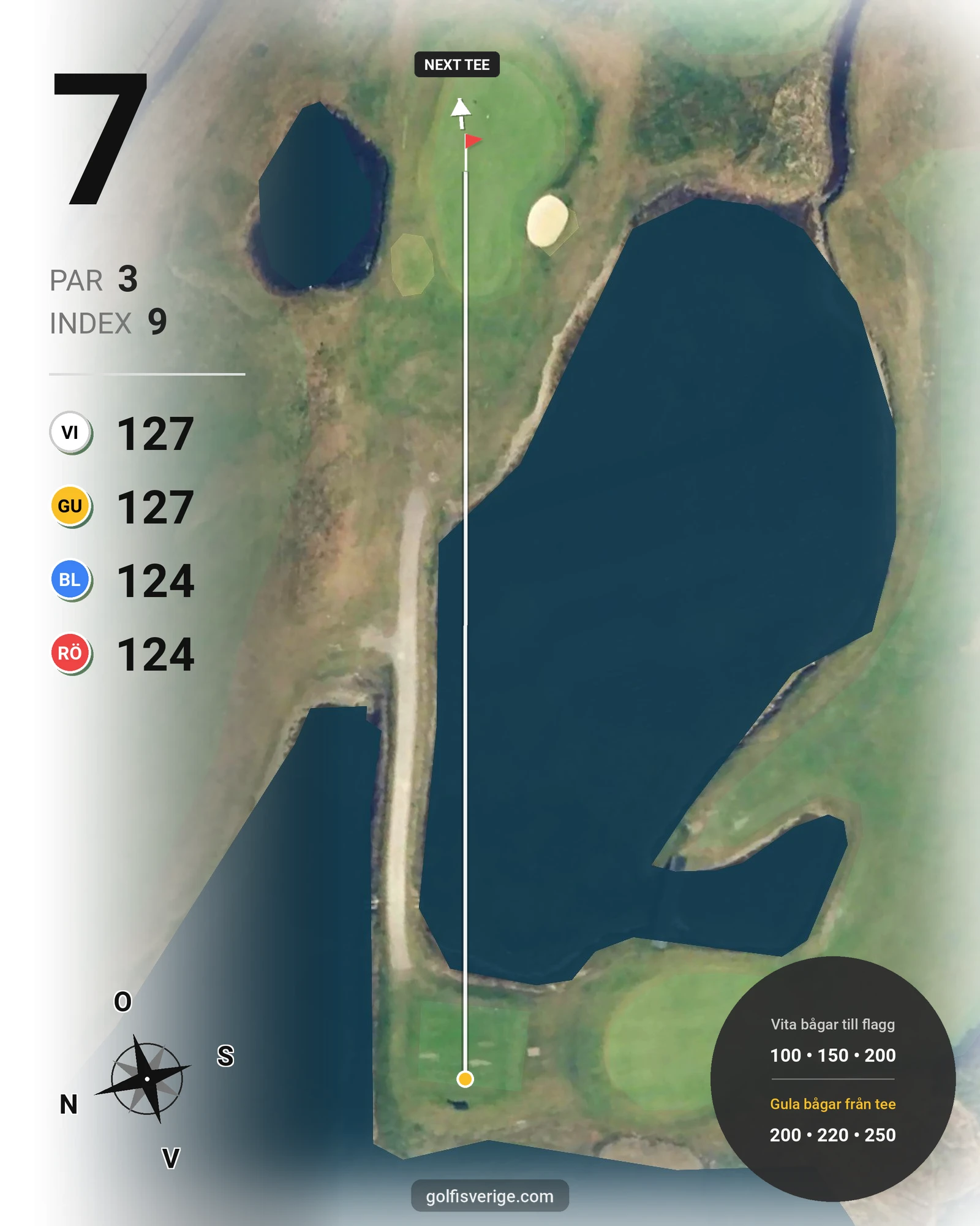 Banguide T Hål 19-9 (Vit-Gul) på Ljunghusens Golfklubb - Hål 7 karta