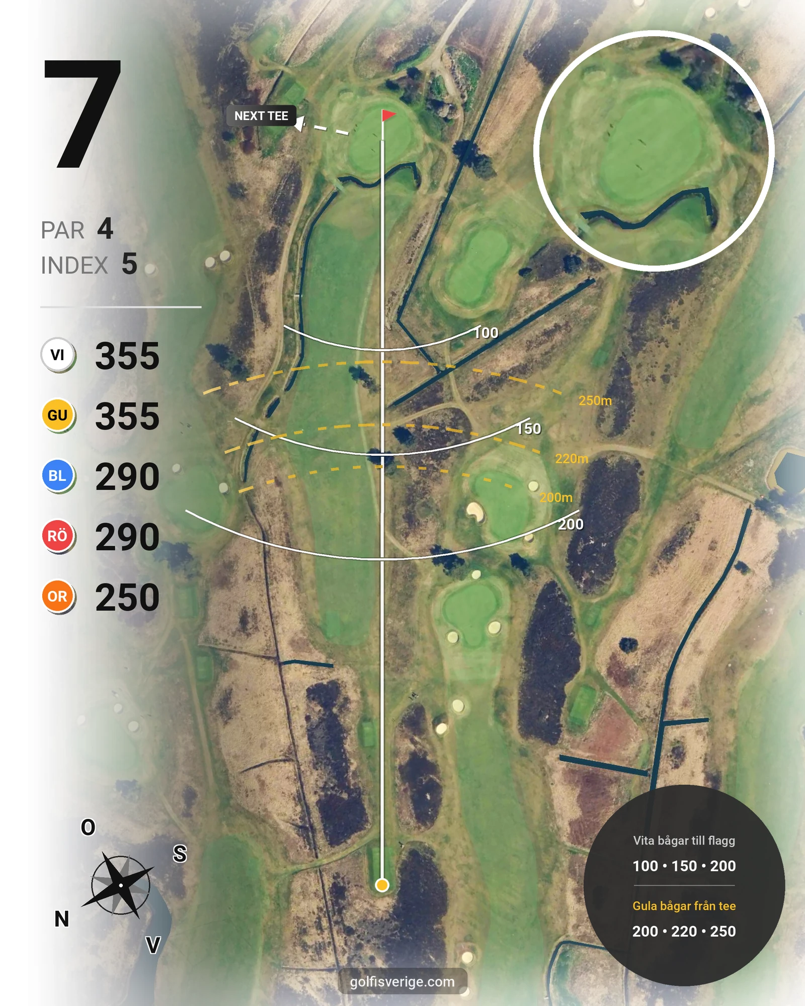 Banguide T Hål 1-18 (Gul-Röd) på Ljunghusens Golfklubb - Hål 7 karta