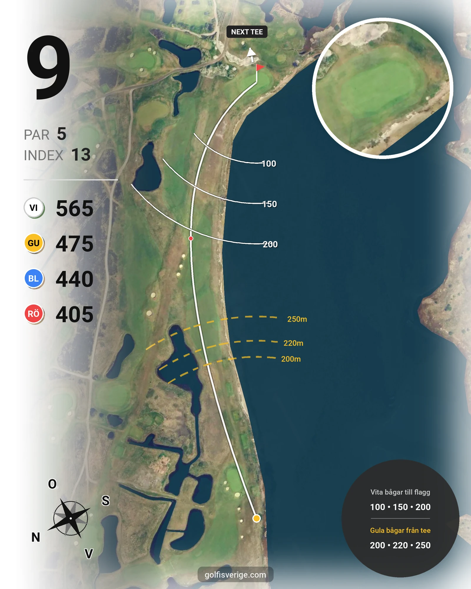 Banguide T Hål 10-27 (Röd-Vit) på Ljunghusens Golfklubb - Hål 9 karta