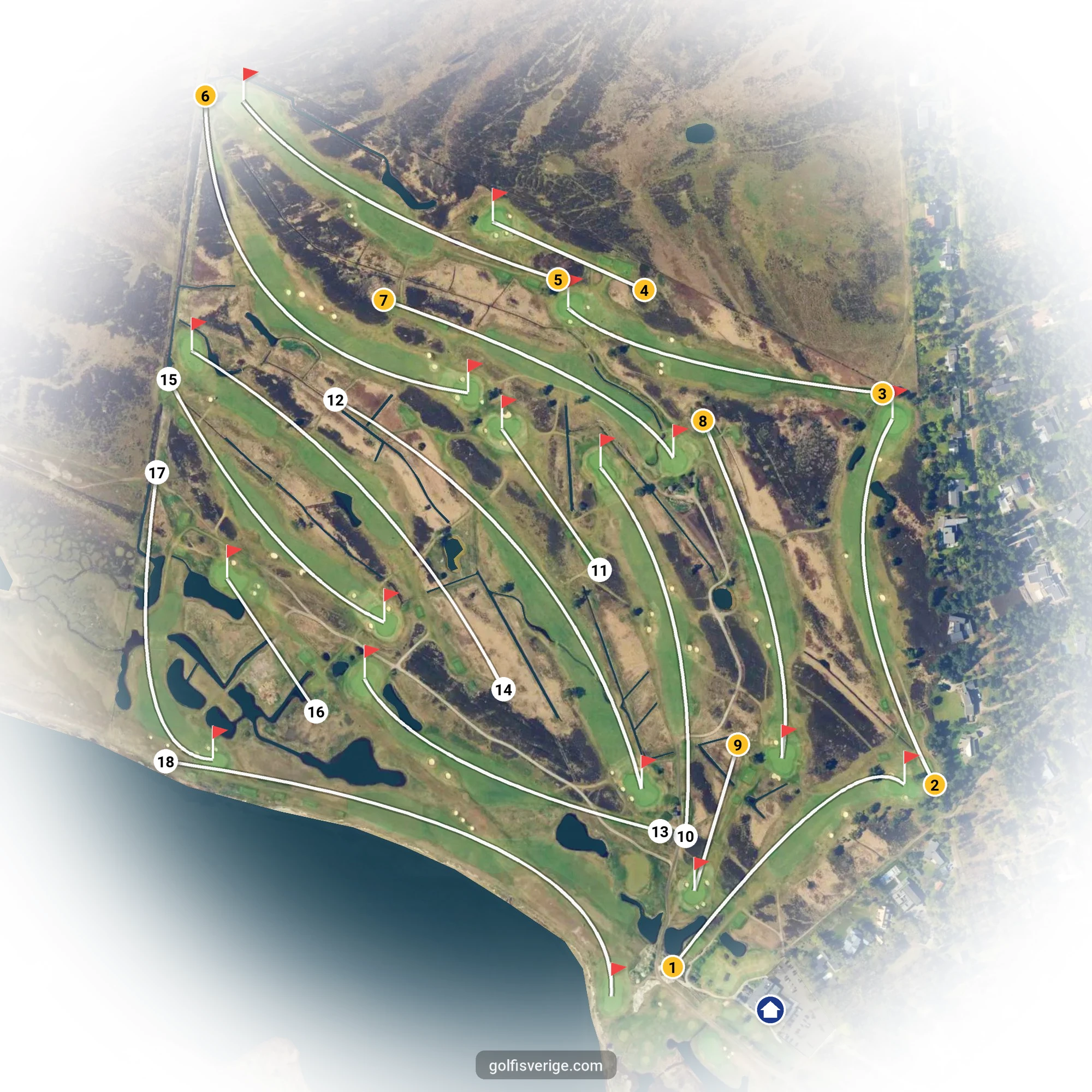Banguide för 18 hålsbana tidsbokning på Ljunghusens Golfklubb