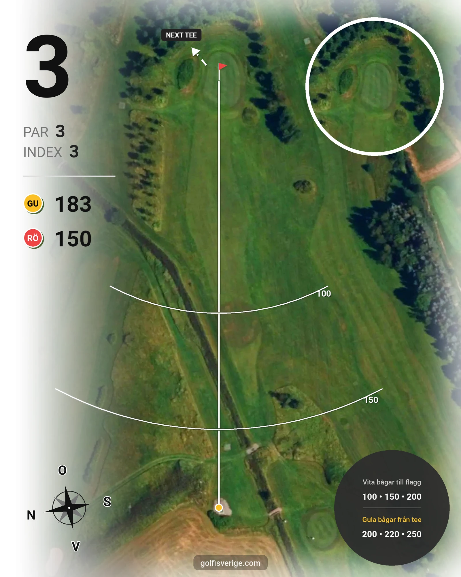 Banguide Gullbringa Pay&Play 18 på Lökeberg Golfklubb - Hål 3 karta