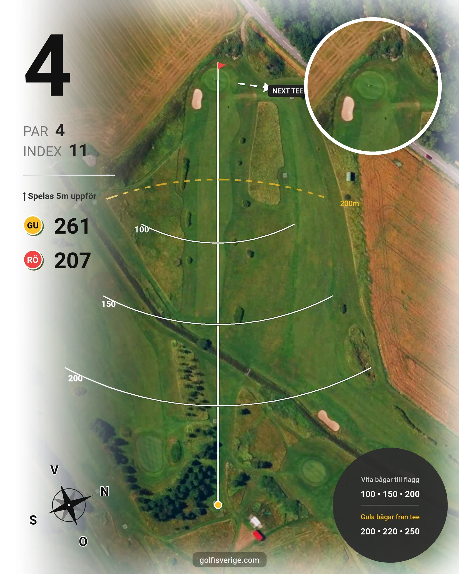 Banguide Gullbringa Pay&Play 18 på Lökeberg Golfklubb - Hål 4 karta
