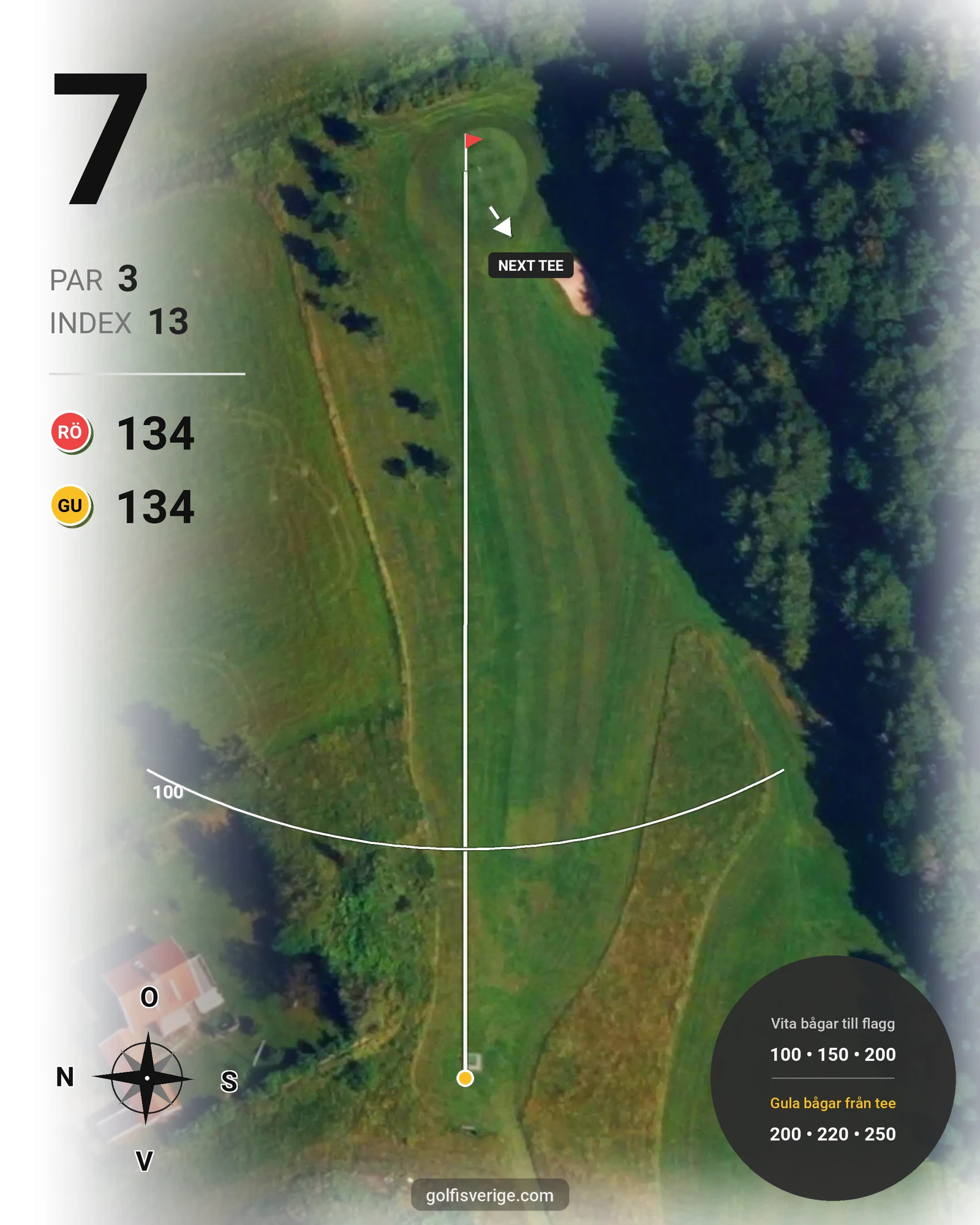 Banguide Gullbringa Pay&Play 18 på Lökeberg Golfklubb - Hål 7 karta