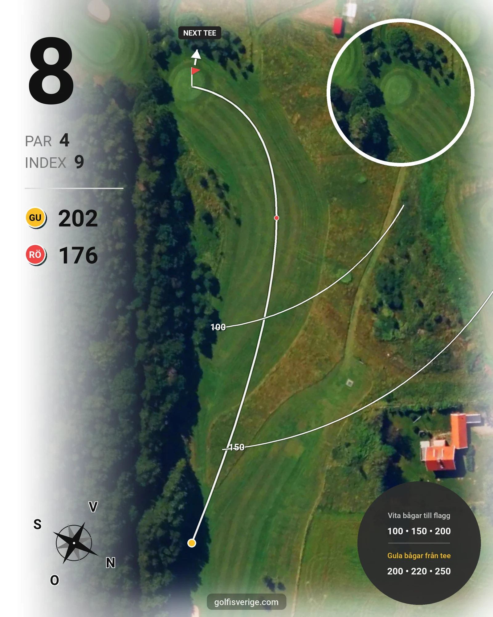 Banguide Gullbringa Pay&Play 18 på Lökeberg Golfklubb - Hål 8 karta