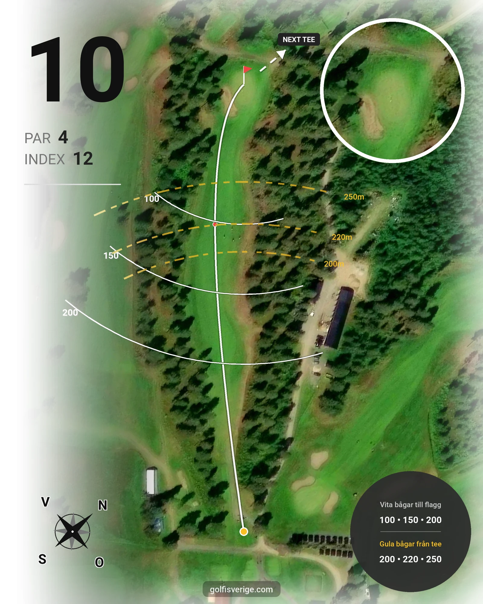 Banguide 9 Hålsbanan Björnen Höst på Luleå Golfklubb - Hål 10 karta