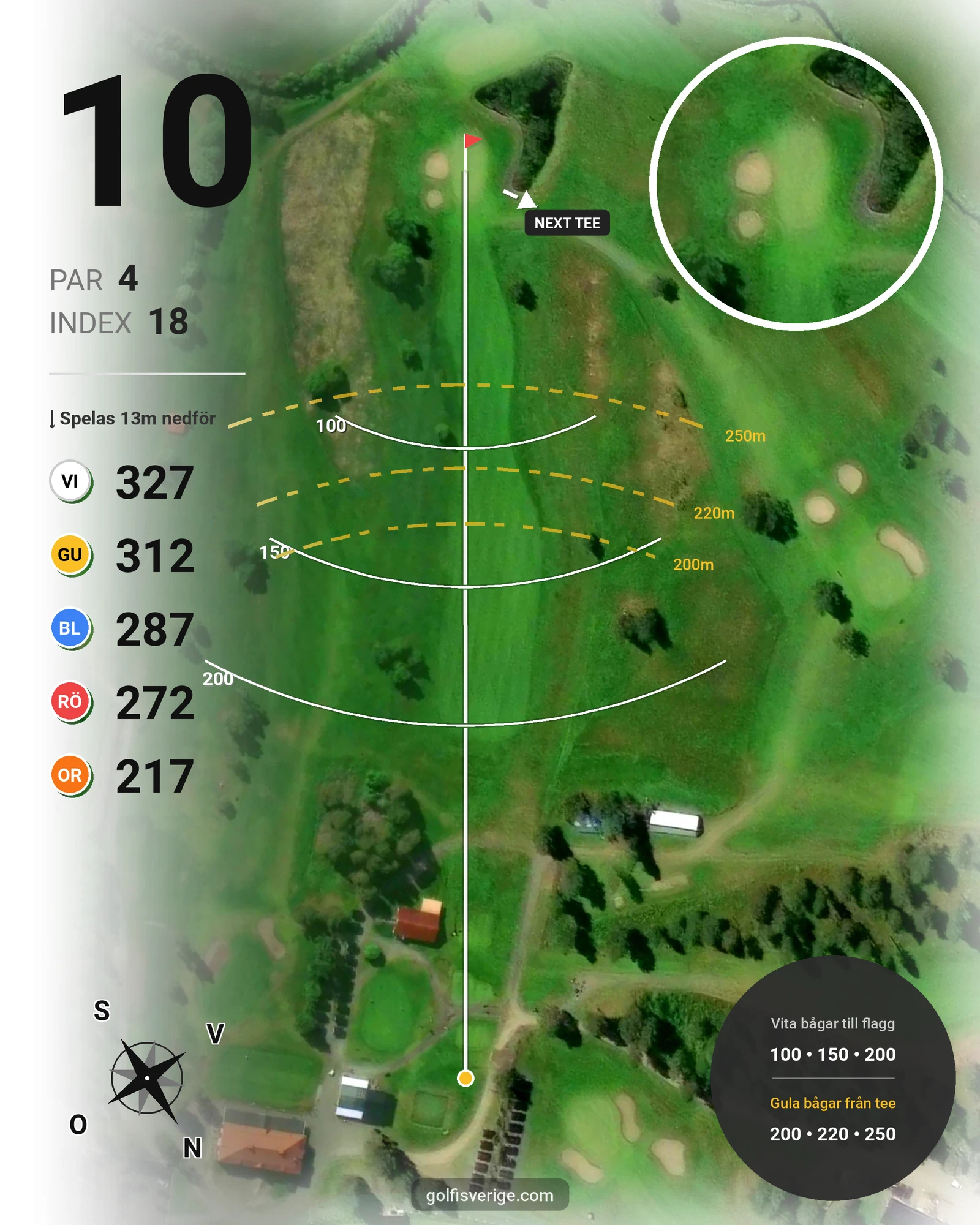 Banguide 9 Hålsbanan Renen Höst på Luleå Golfklubb - Hål 10 karta