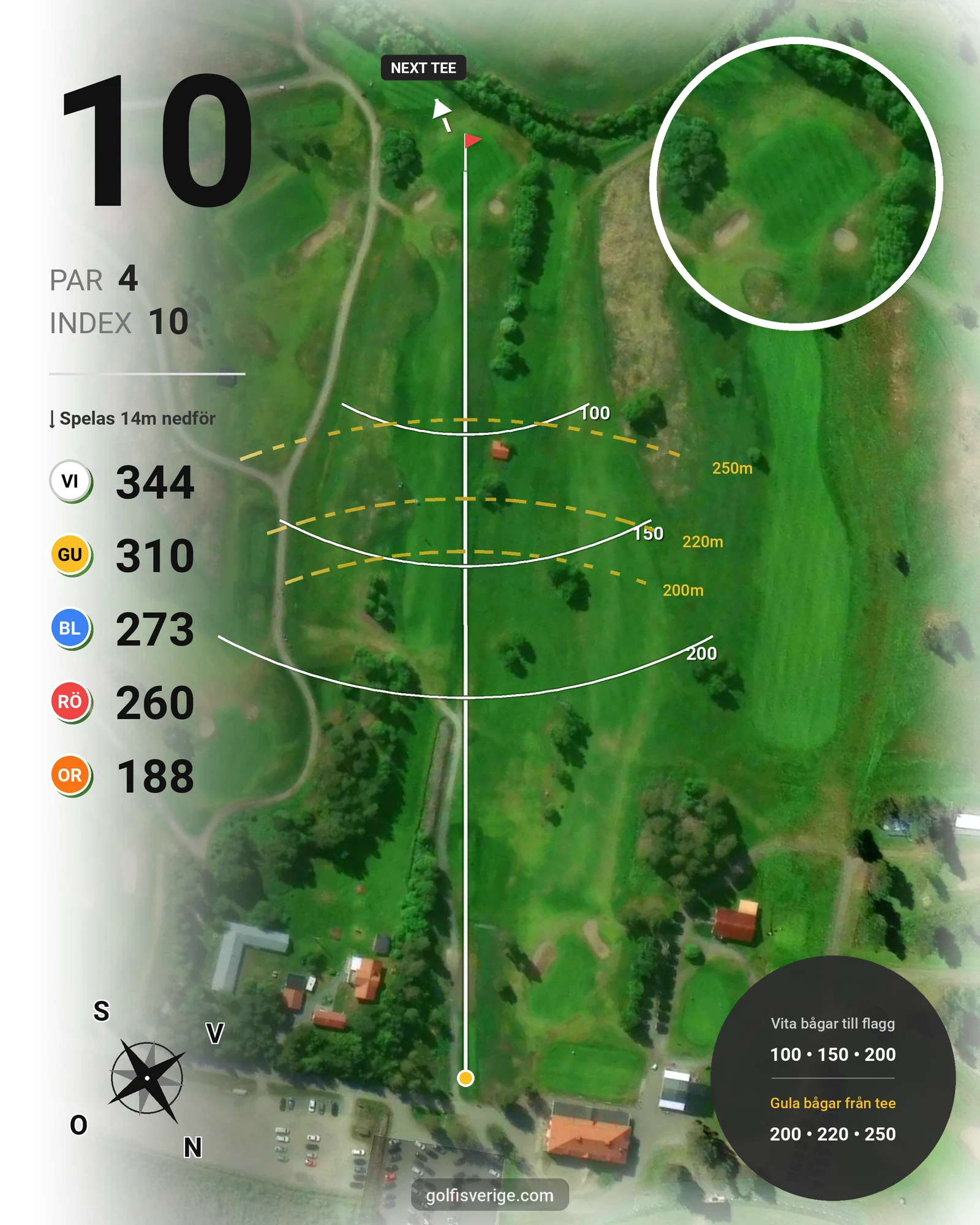 Banguide 9 Hålsbanan Hermelinen Höst på Luleå Golfklubb - Hål 10 karta