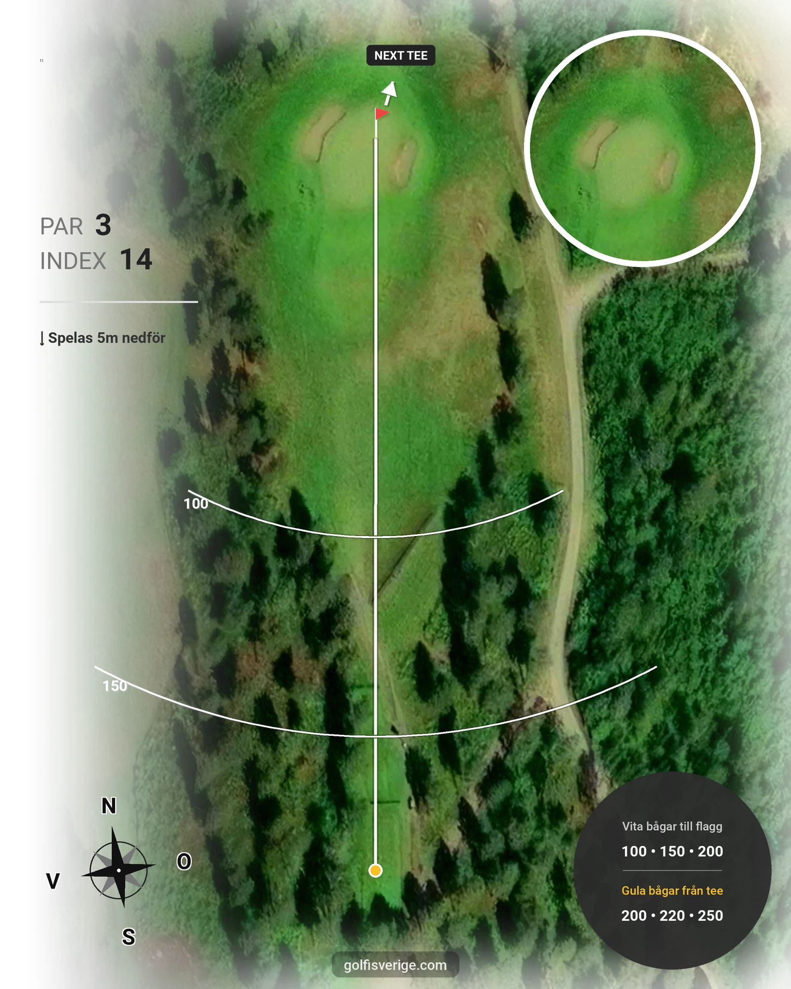 Banguide 9 Hålsbanan Björnen Höst på Luleå Golfklubb - Hål 11 karta