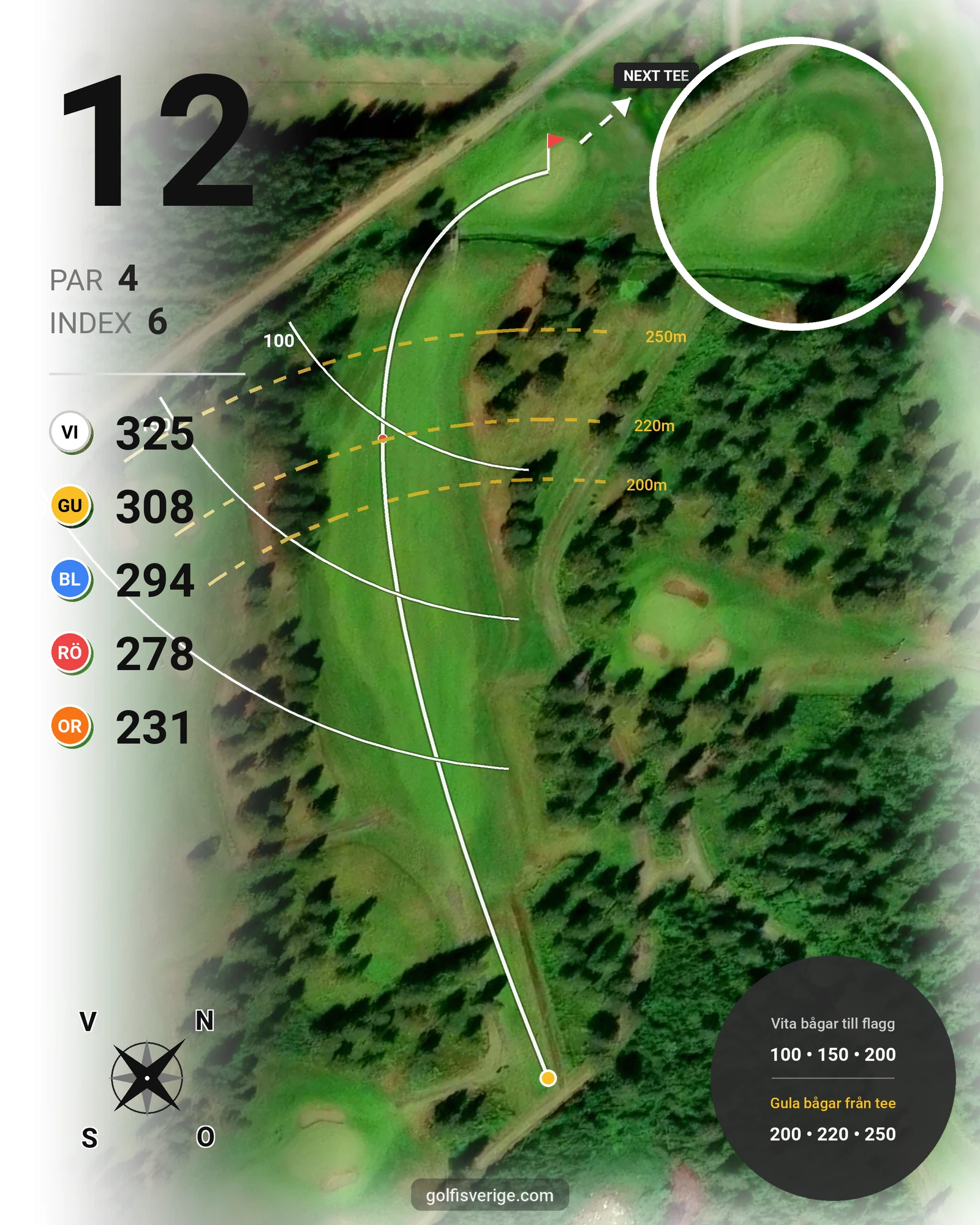 Banguide 9 Hålsbanan Björnen Höst på Luleå Golfklubb - Hål 12 karta