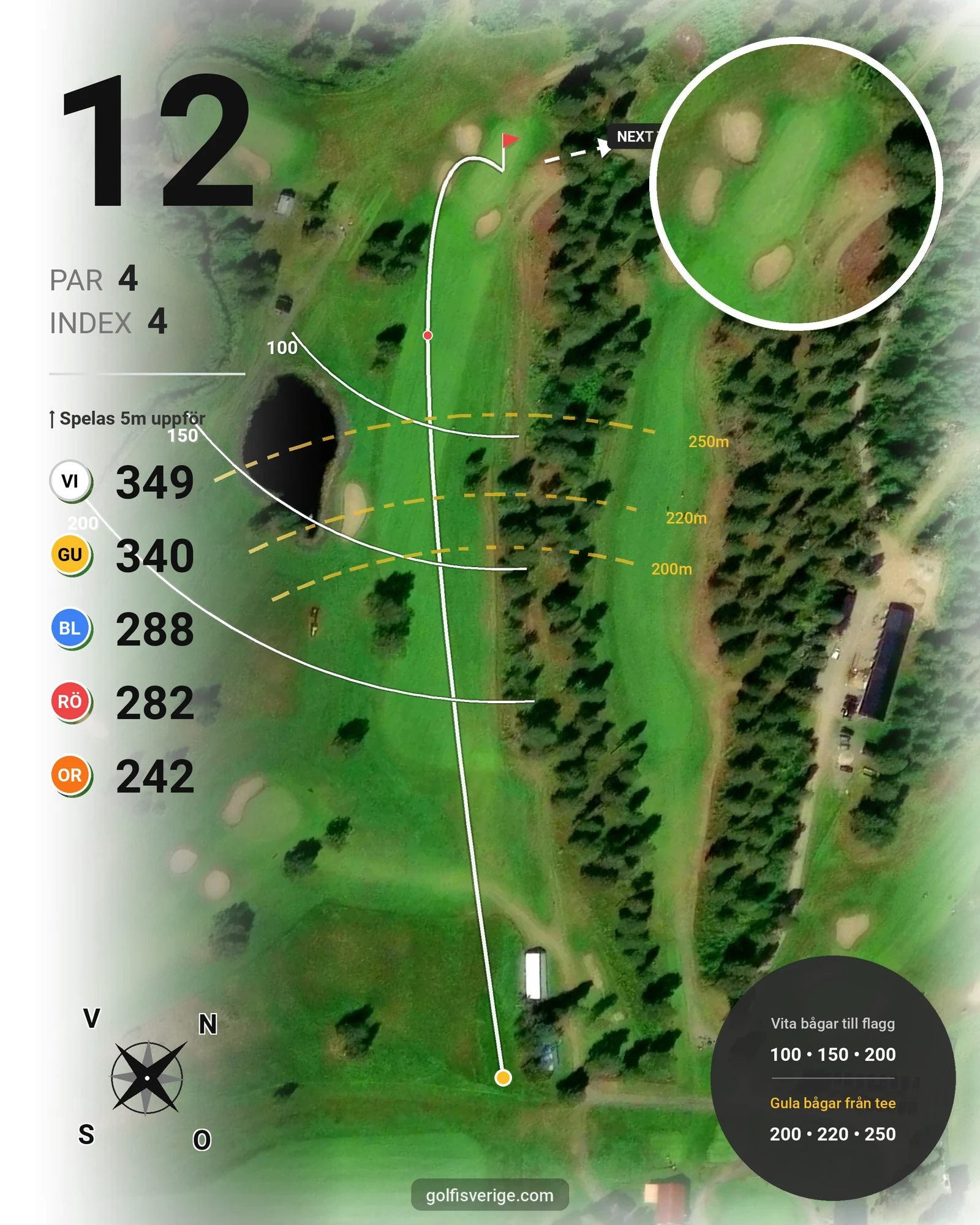 Banguide 9 Hålsbanan Renen Höst på Luleå Golfklubb - Hål 12 karta