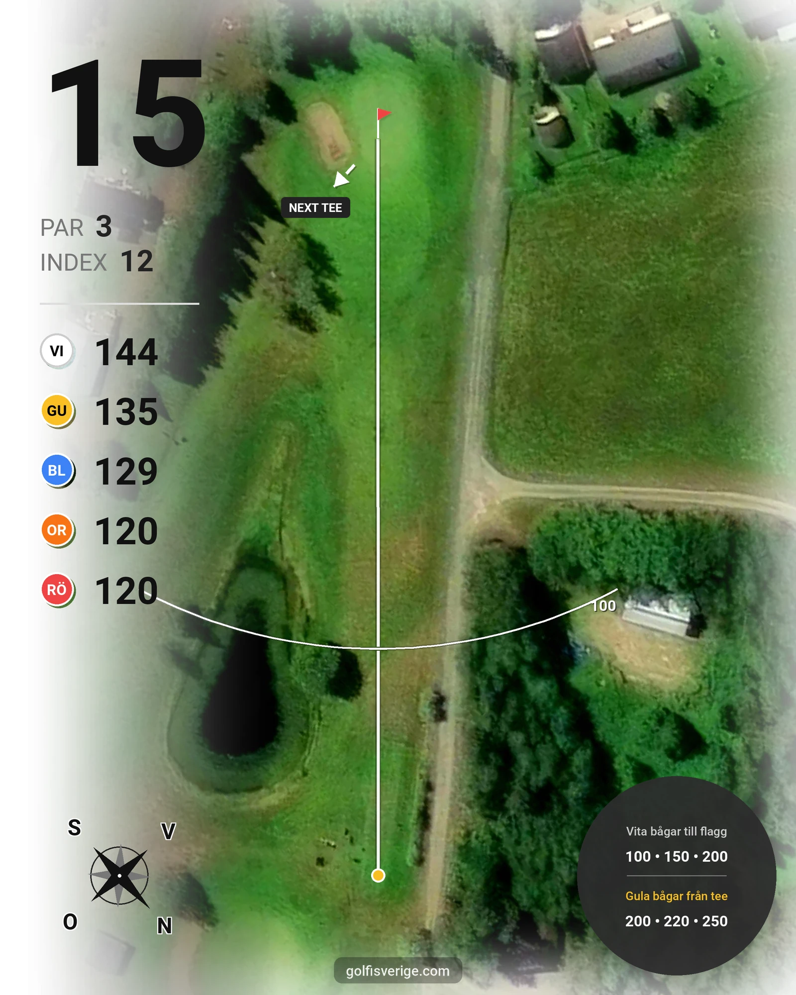 Banguide 9 Hålsbanan Renen Höst på Luleå Golfklubb - Hål 15 karta