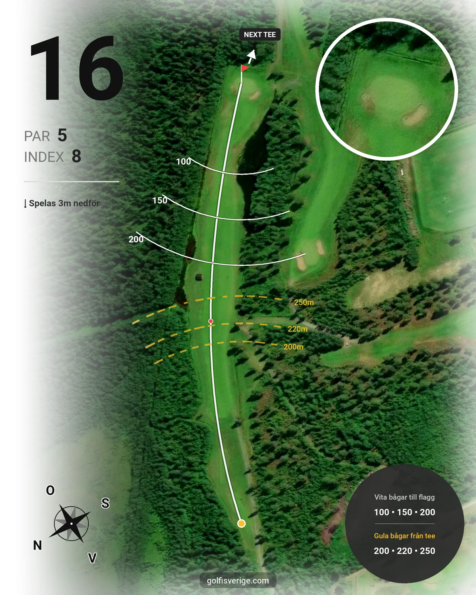 Banguide 9 Hålsbanan Björnen Höst på Luleå Golfklubb - Hål 16 karta