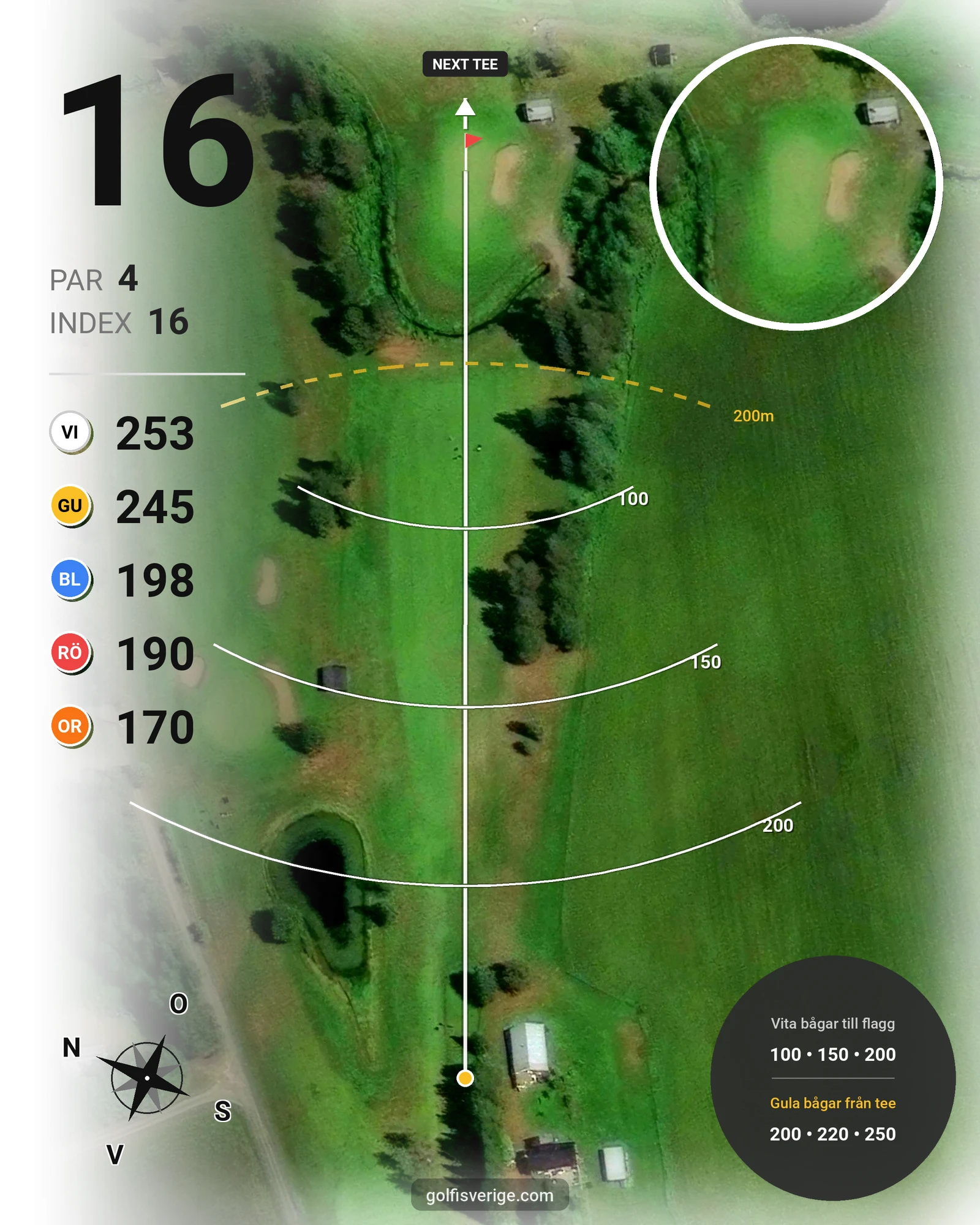 Banguide 9 Hålsbanan Renen Höst på Luleå Golfklubb - Hål 16 karta