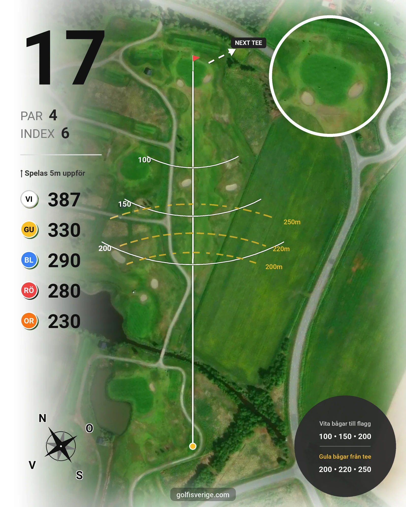 Banguide 9 Hålsbanan Hermelinen Höst på Luleå Golfklubb - Hål 17 karta