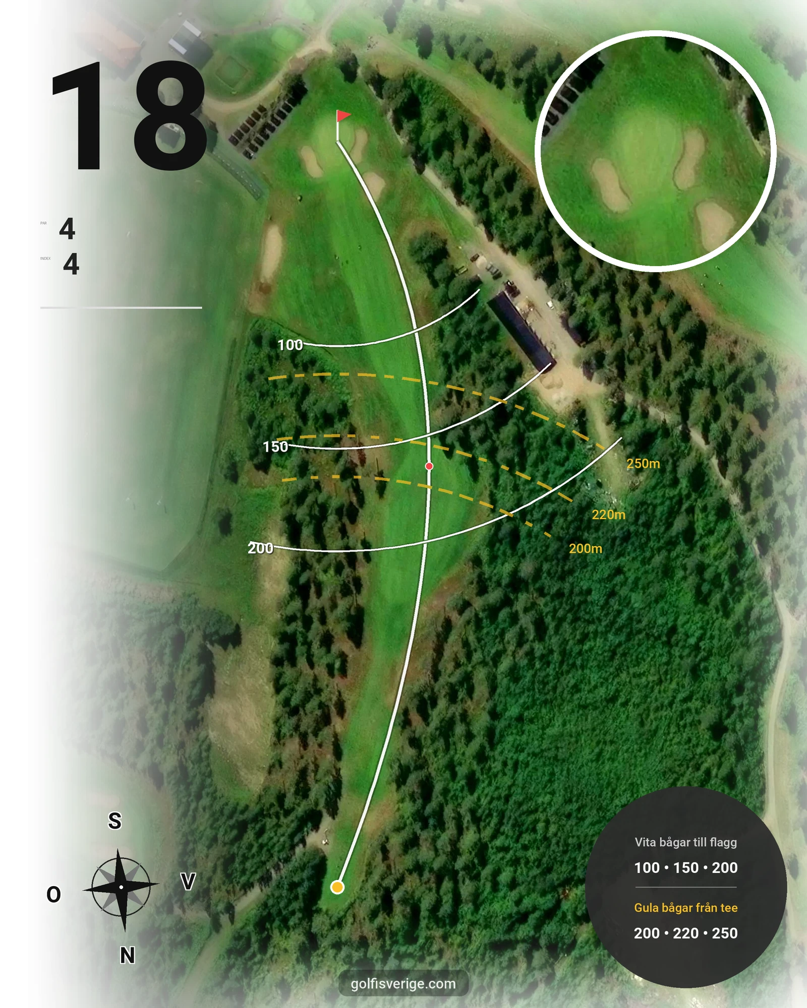 Banguide 9 Hålsbanan Björnen Höst på Luleå Golfklubb - Hål 18 karta