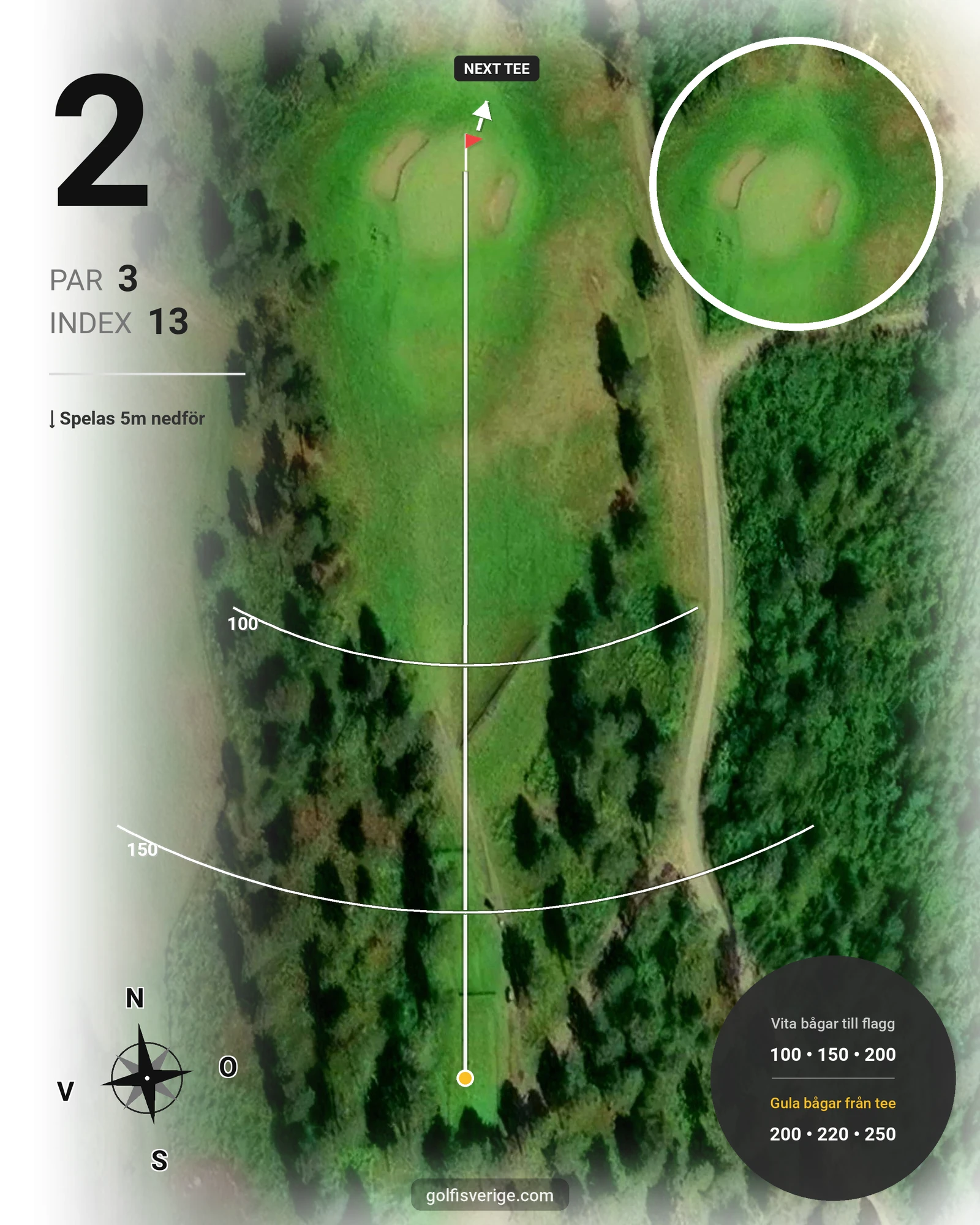 Banguide 9 Hålsbanan Björnen Höst på Luleå Golfklubb - Hål 2 karta
