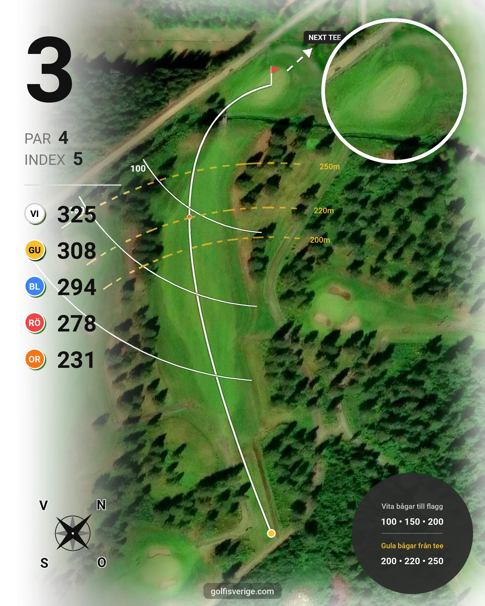Banguide 9 Hålsbanan Björnen Höst på Luleå Golfklubb - Hål 3 karta