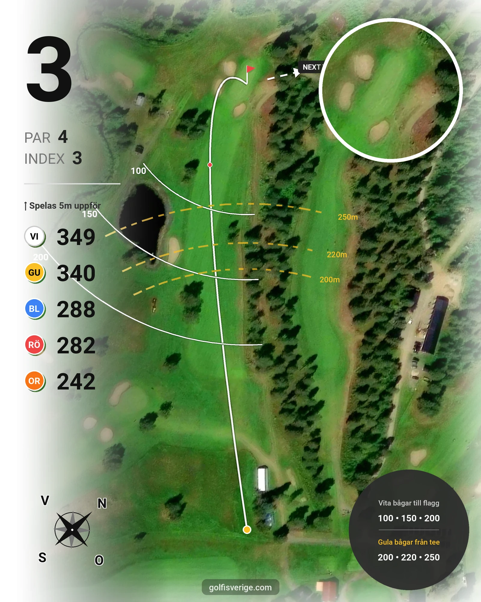 Banguide 9 Hålsbanan Renen Höst på Luleå Golfklubb - Hål 3 karta