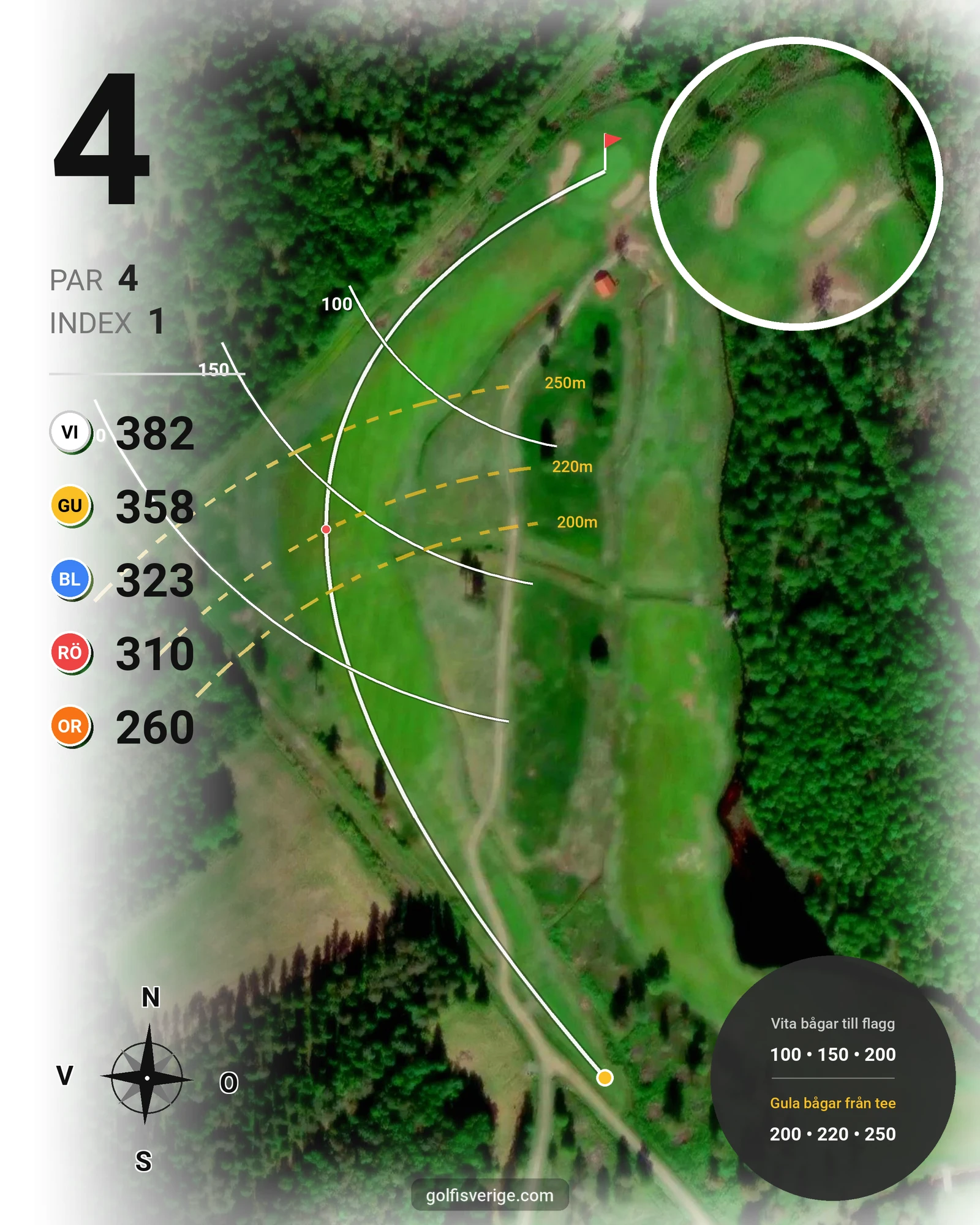 Banguide 9 Hålsbanan Björnen Höst på Luleå Golfklubb - Hål 4 karta