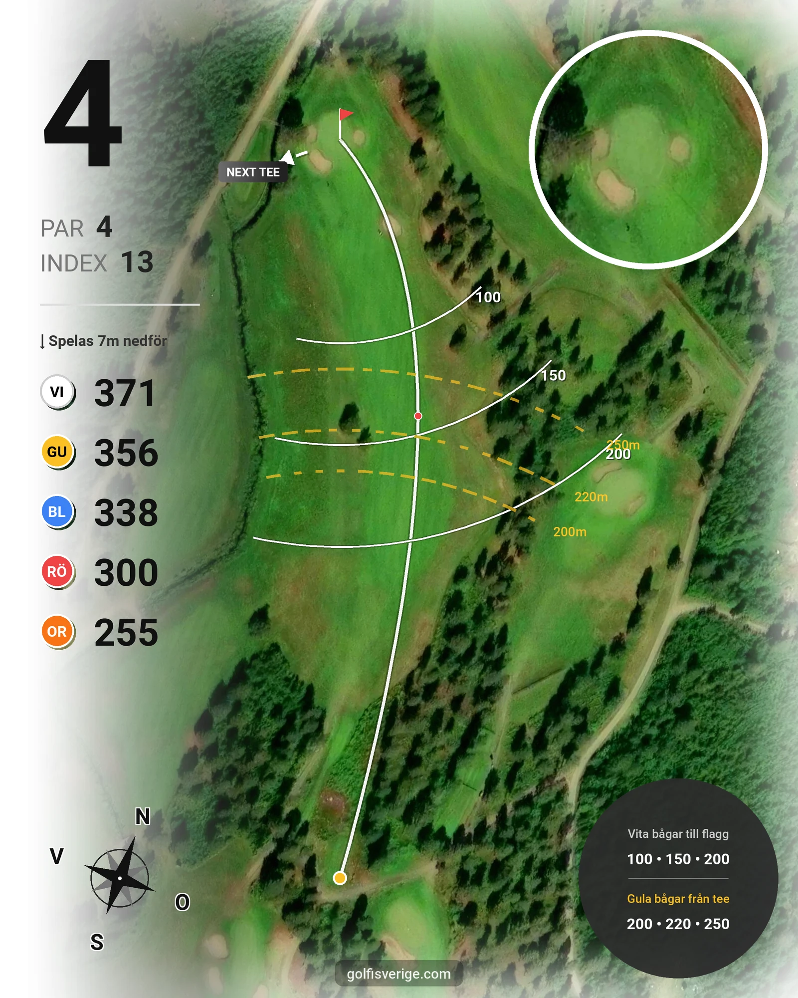 Banguide 9 Hålsbanan Renen Höst på Luleå Golfklubb - Hål 4 karta