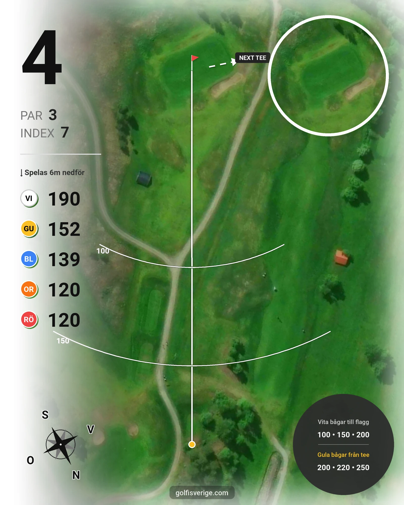 Banguide 9 Hålsbanan Hermelinen Höst på Luleå Golfklubb - Hål 4 karta
