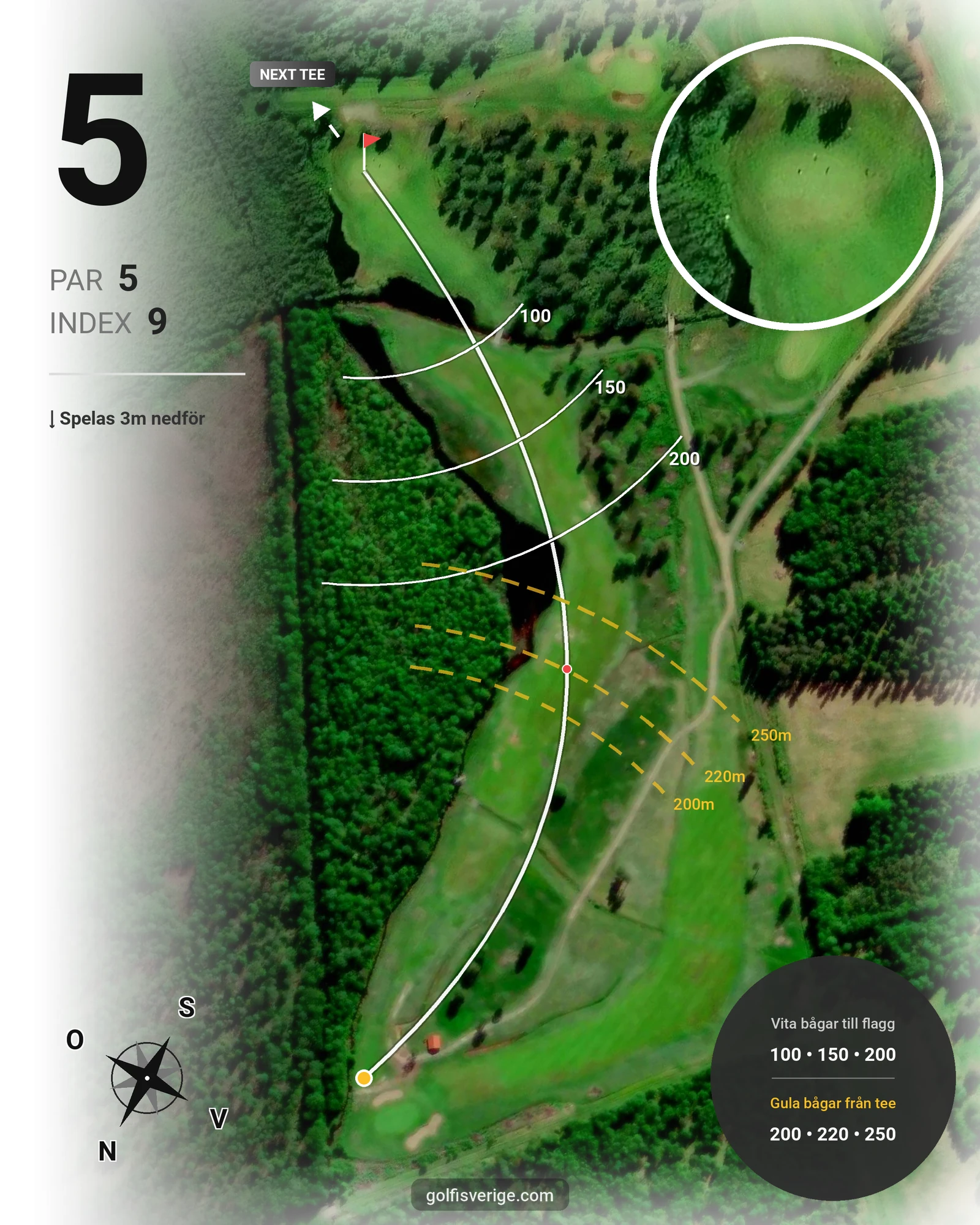Banguide 9 Hålsbanan Björnen Höst på Luleå Golfklubb - Hål 5 karta