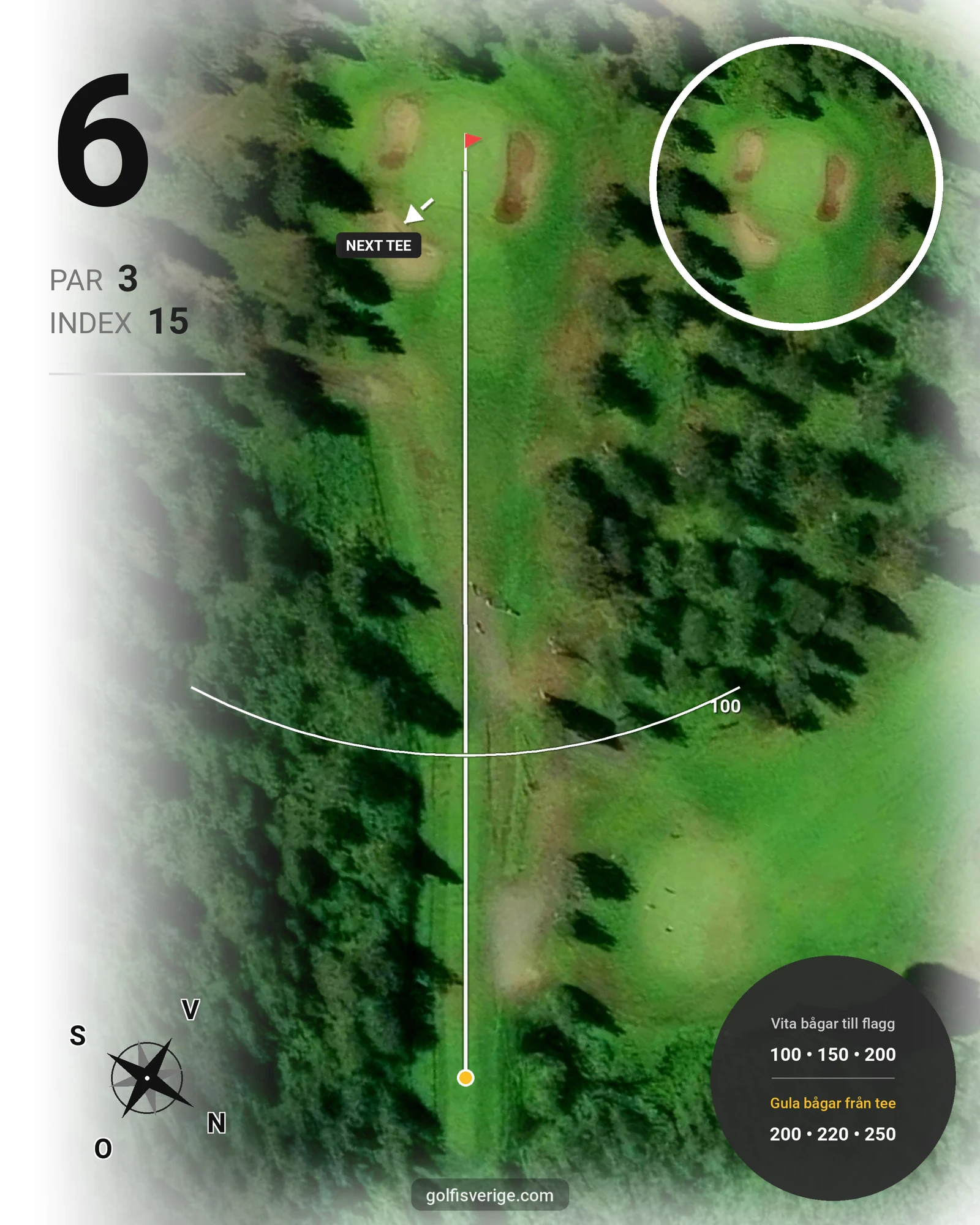 Banguide 9 Hålsbanan Björnen Höst på Luleå Golfklubb - Hål 6 karta