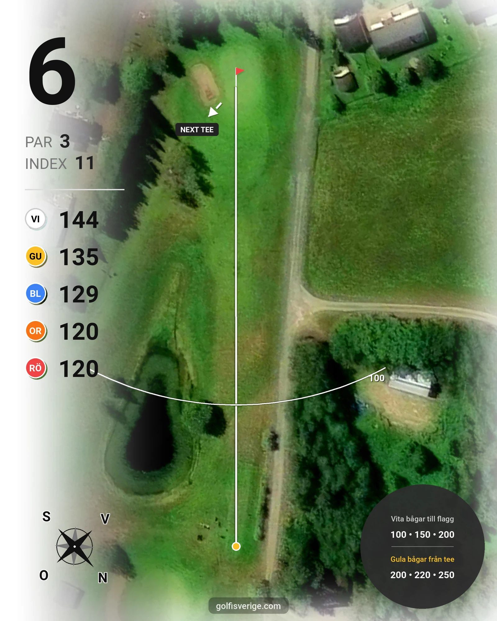 Banguide 9 Hålsbanan Renen Höst på Luleå Golfklubb - Hål 6 karta
