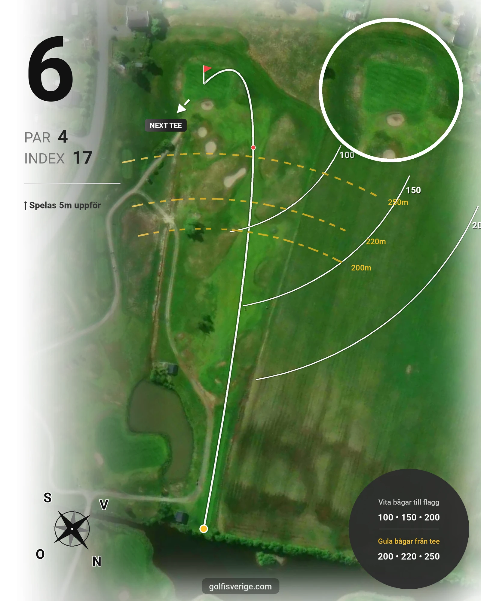 Banguide 9 Hålsbanan Hermelinen Höst på Luleå Golfklubb - Hål 6 karta