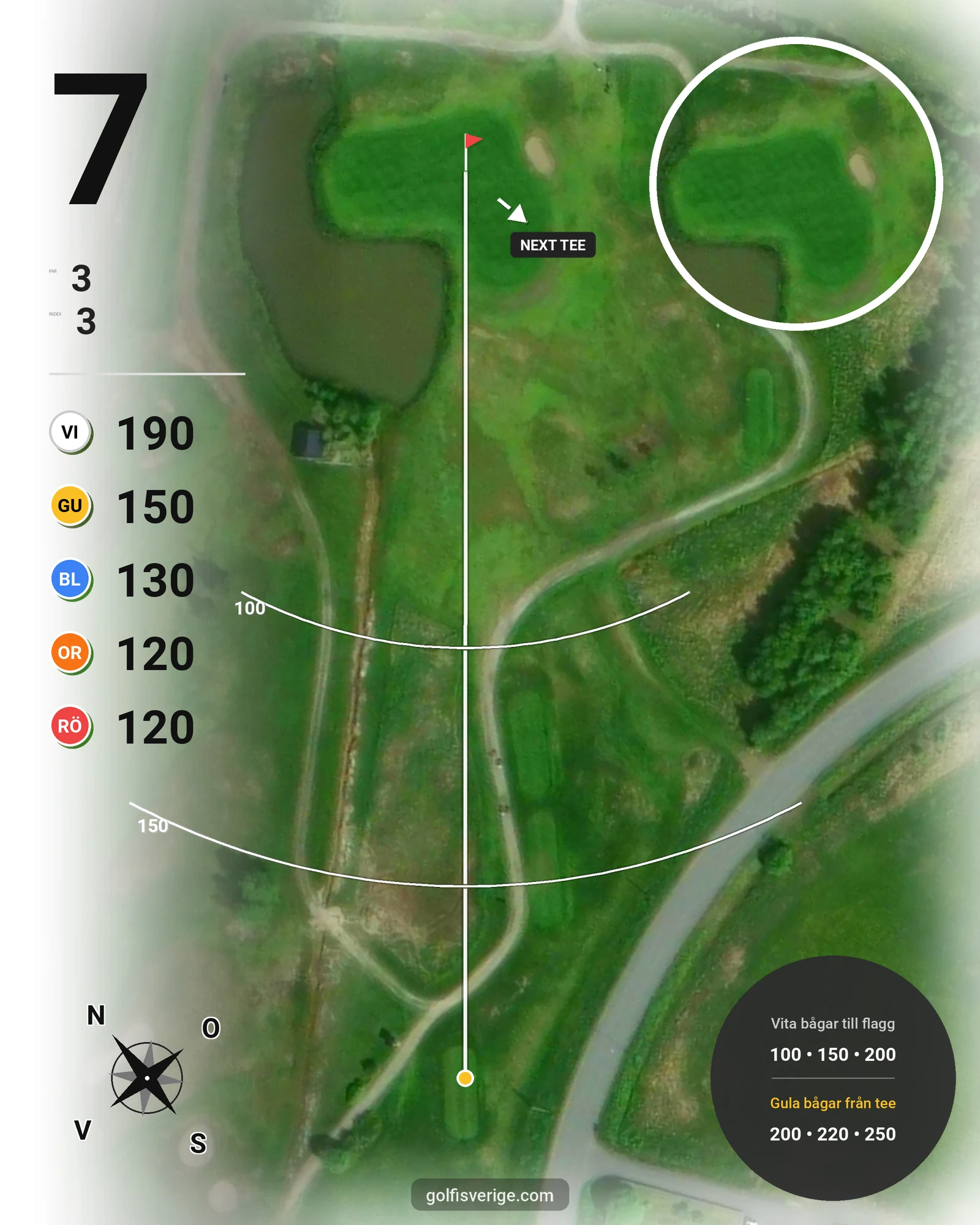 Banguide 9 Hålsbanan Hermelinen Höst på Luleå Golfklubb - Hål 7 karta