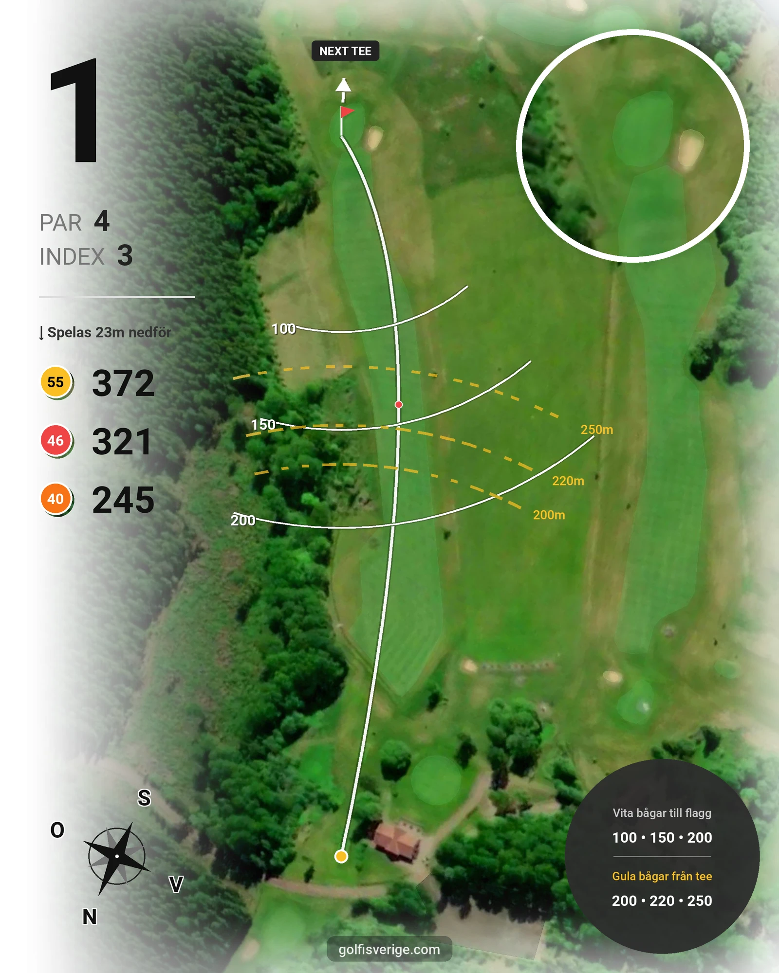 Banguide Lundsbergs GK på Lundsbergs Golfklubb - Hål 1 karta