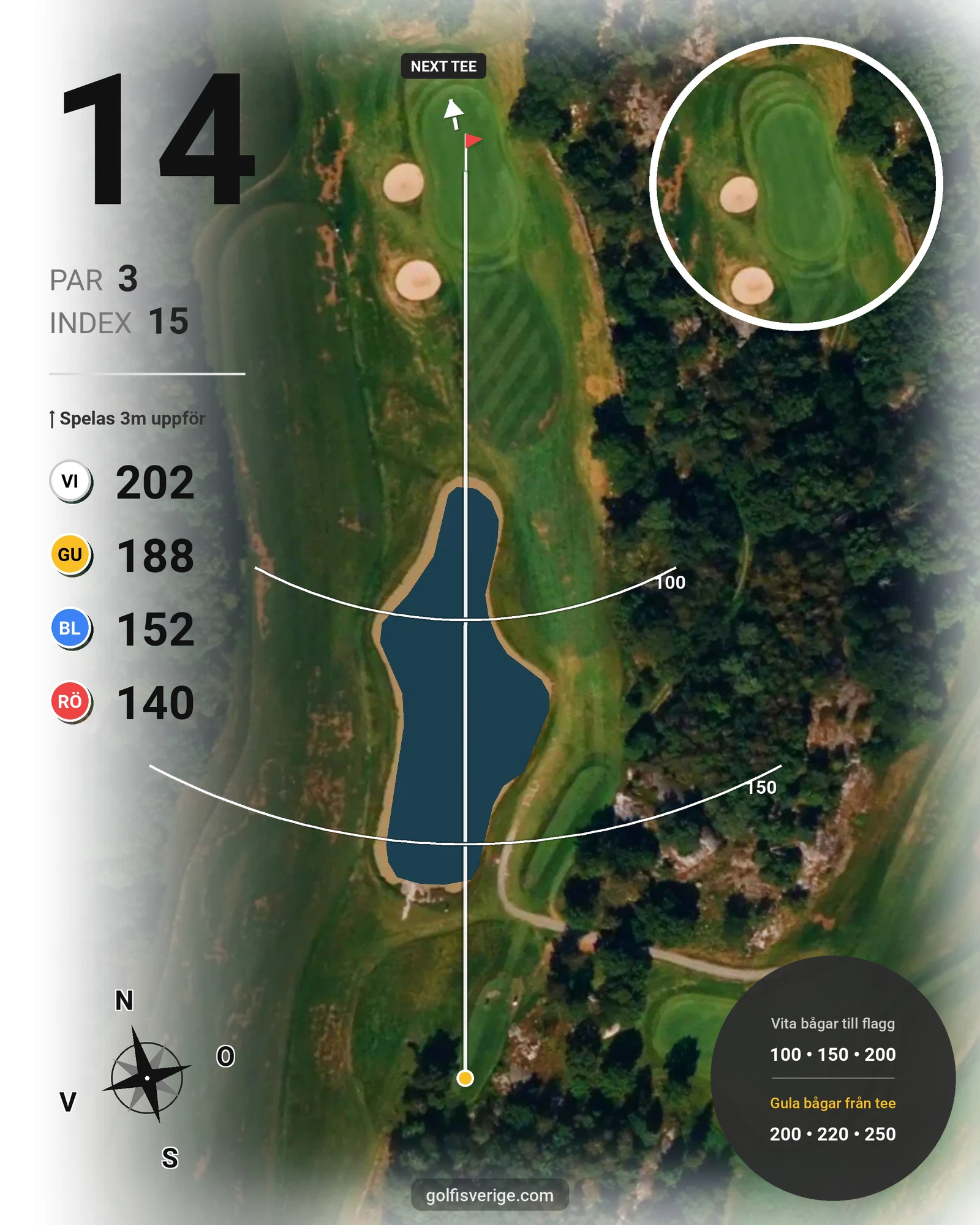 Banguide Lycke Golf & Country Club hål 14 karta