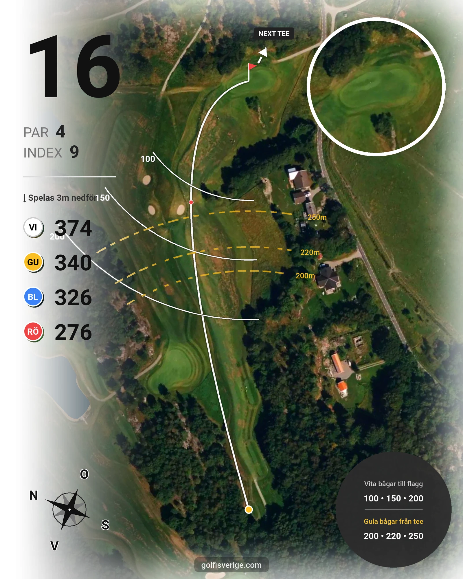 Banguide Lycke Golf & Country Club hål 16 karta