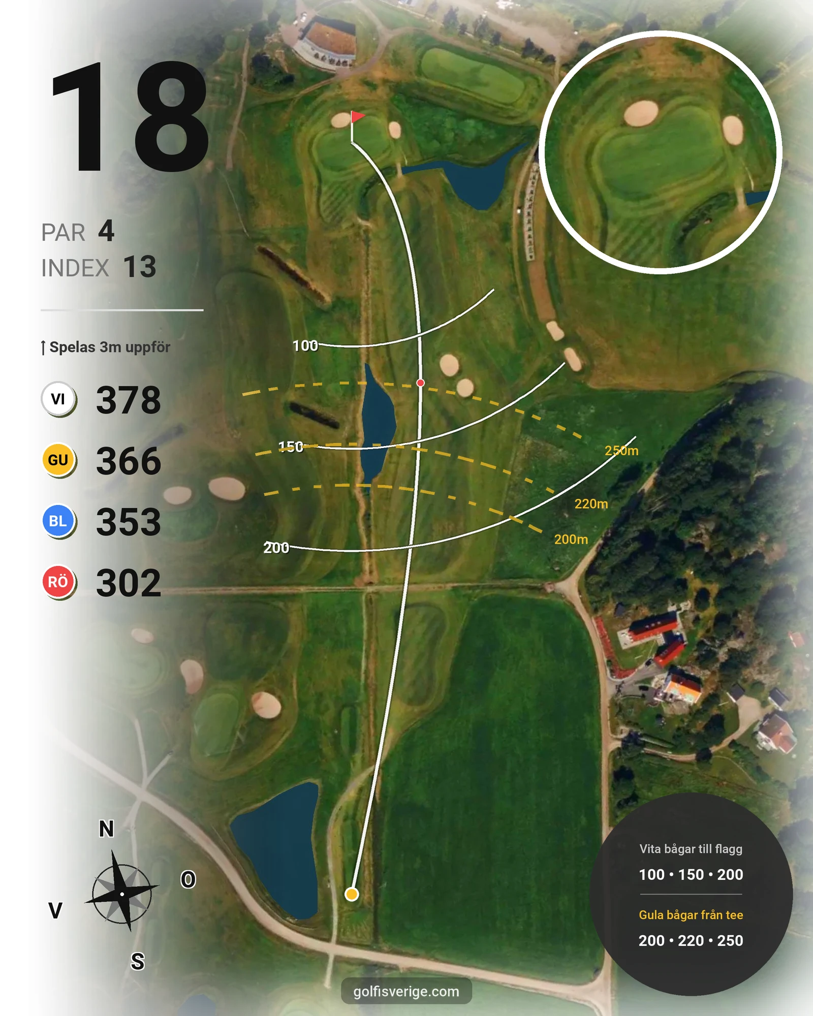Banguide Lycke Golf & Country Club hål 18 karta