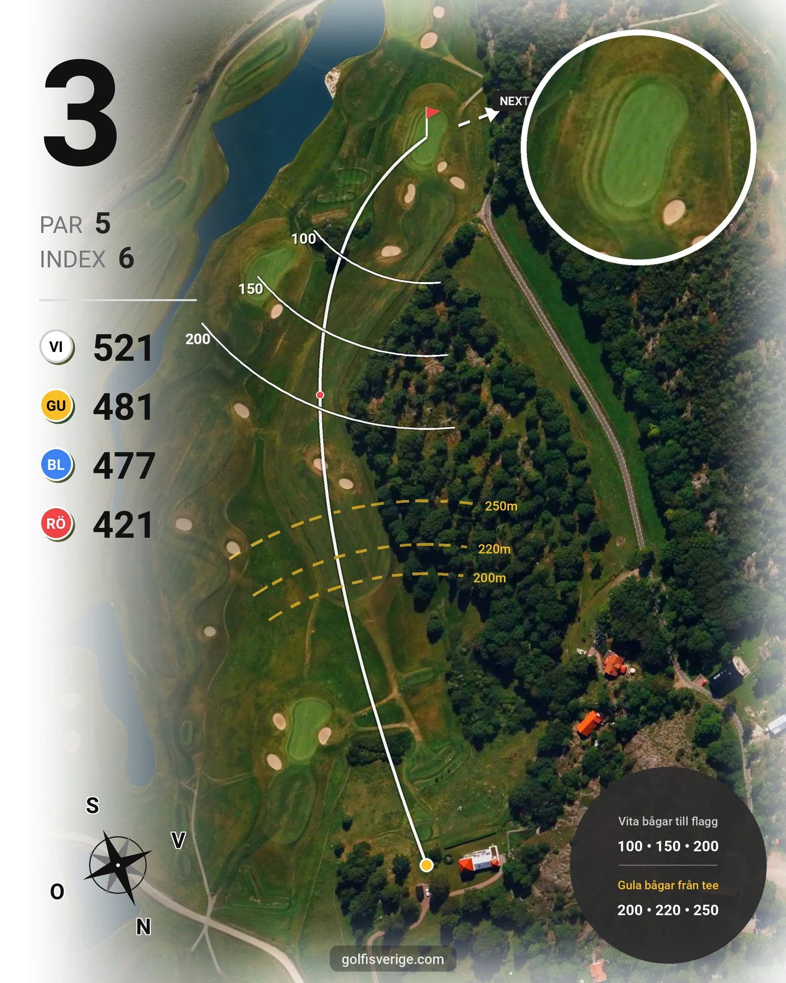 Banguide Lycke Golf & Country Club hål 3 karta