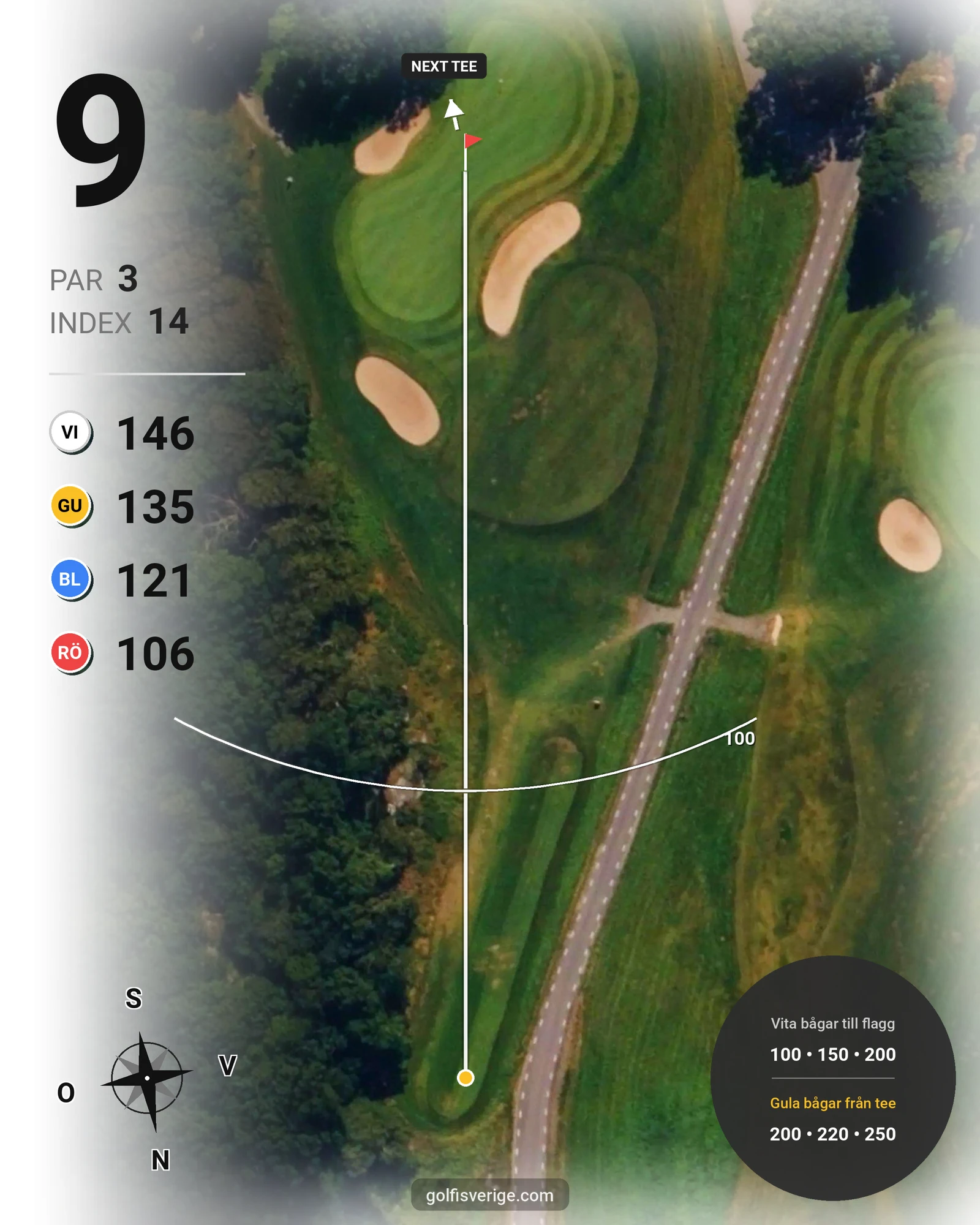 Banguide Lycke Golf & Country Club hål 9 karta