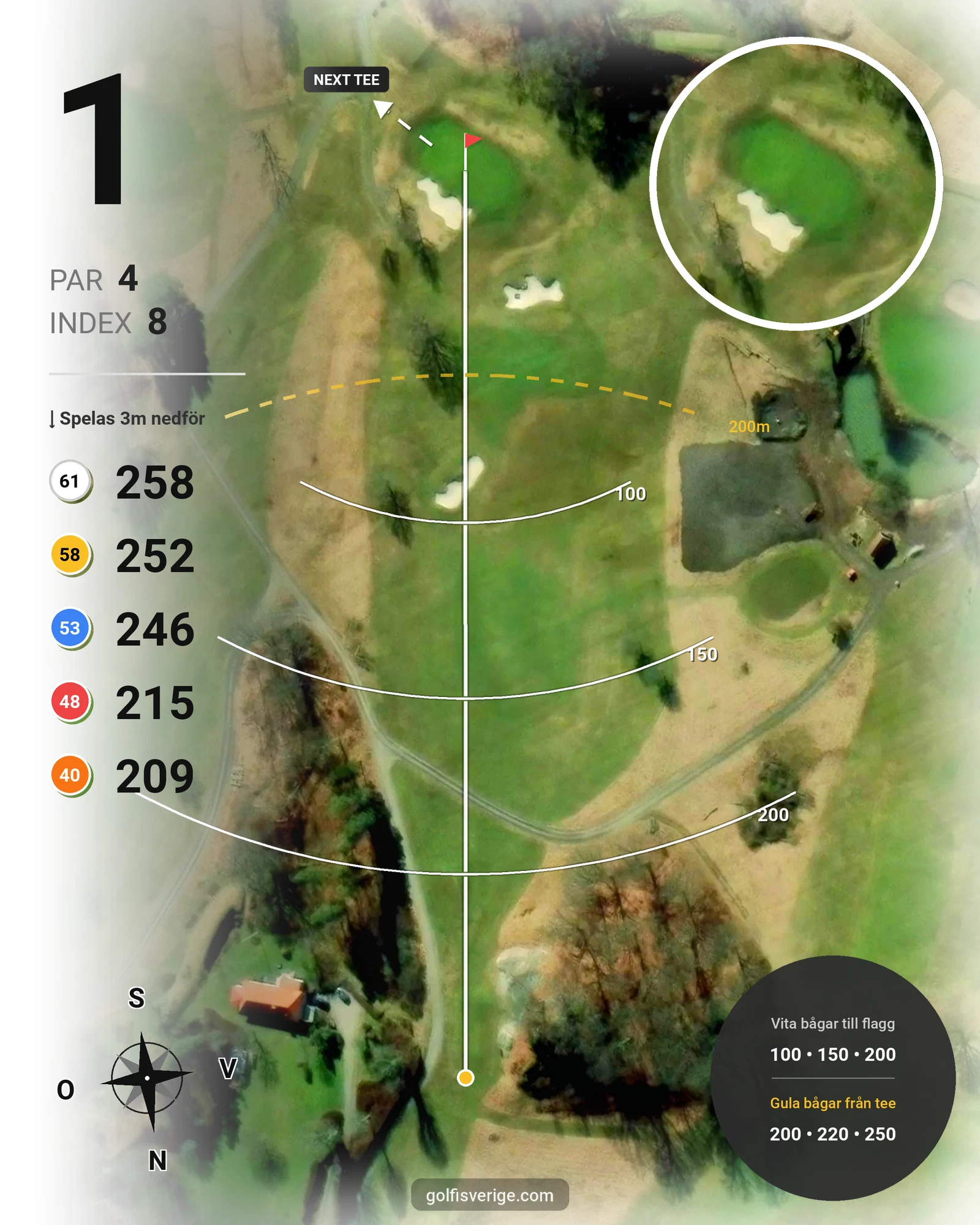 Banguide Lyckorna golfbana 18-hål hål 1 karta