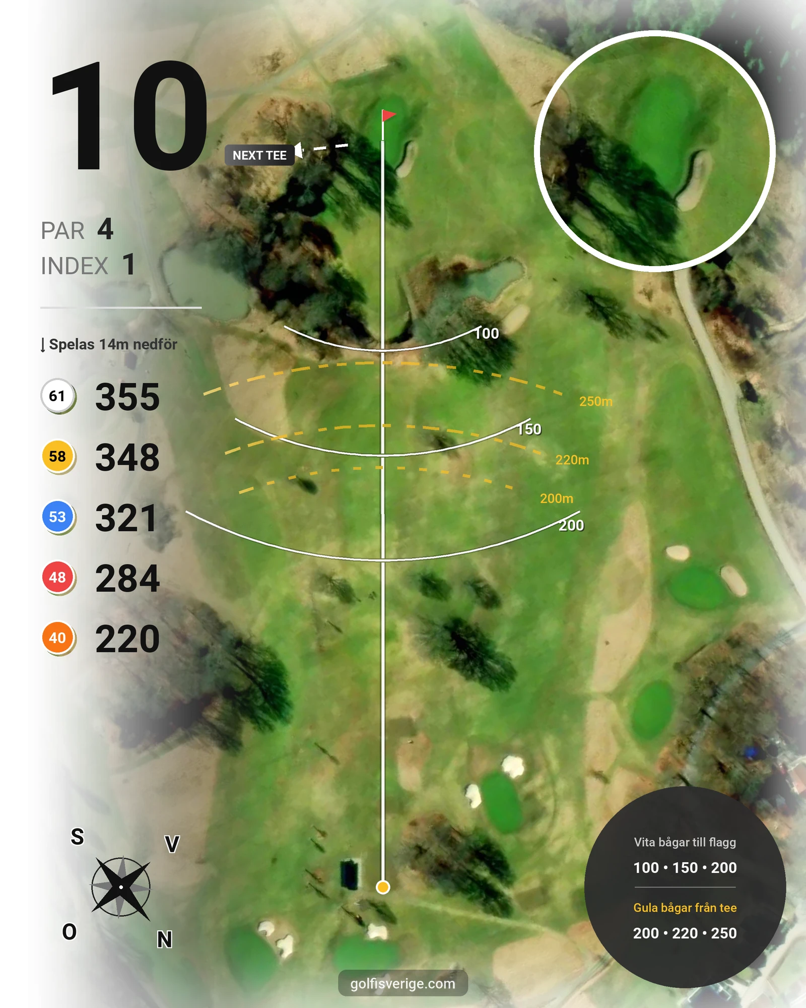 Banguide Lyckorna golfbana 18-hål hål 10 karta