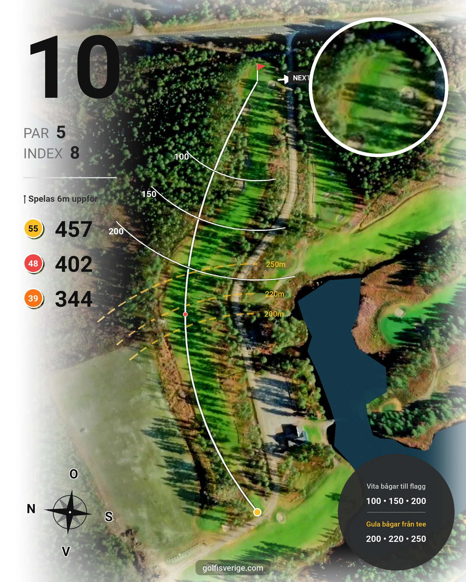 Banguide Lycksele GK på Lycksele Golfklubb - Hål 10 karta