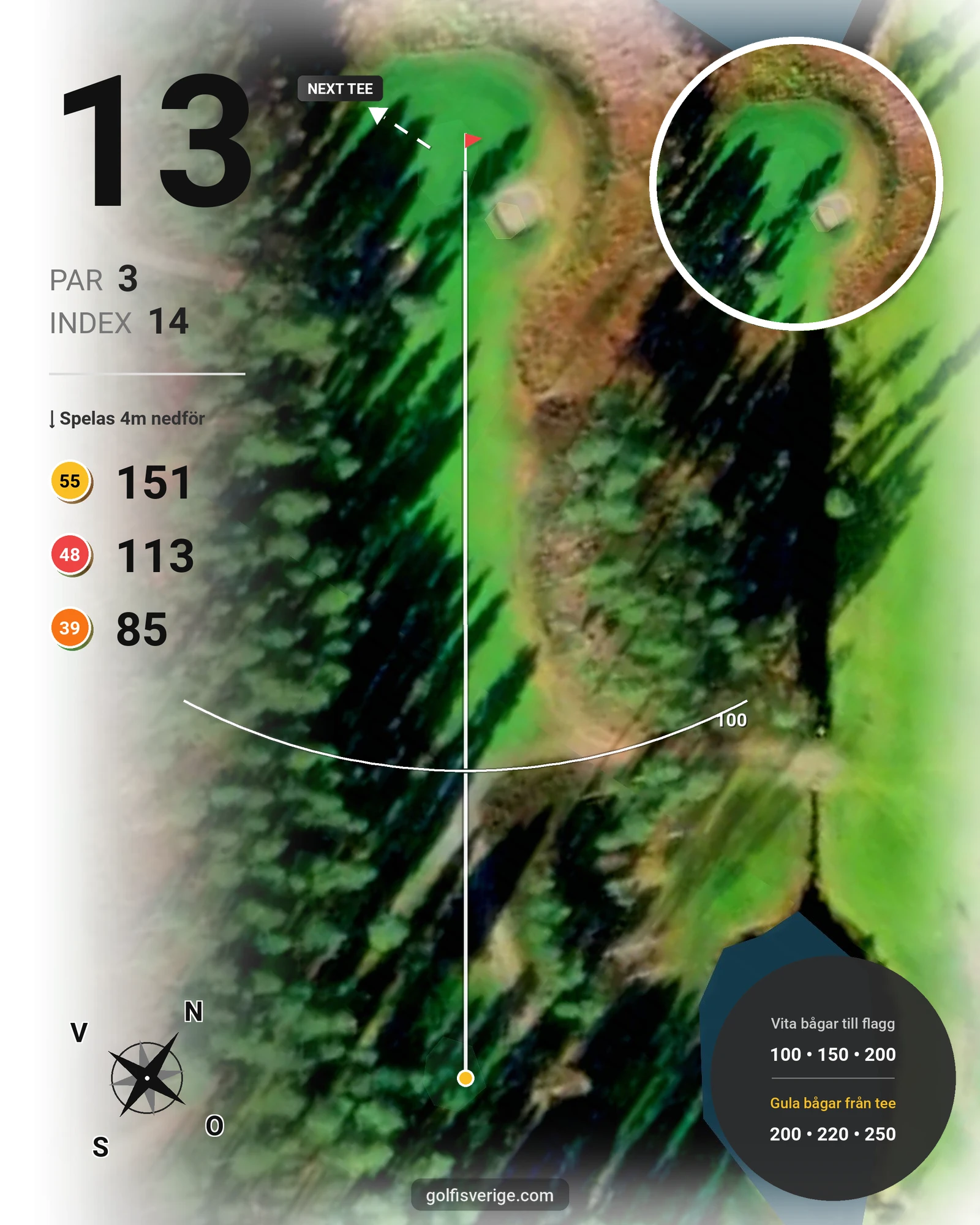 Banguide Lycksele GK på Lycksele Golfklubb - Hål 13 karta