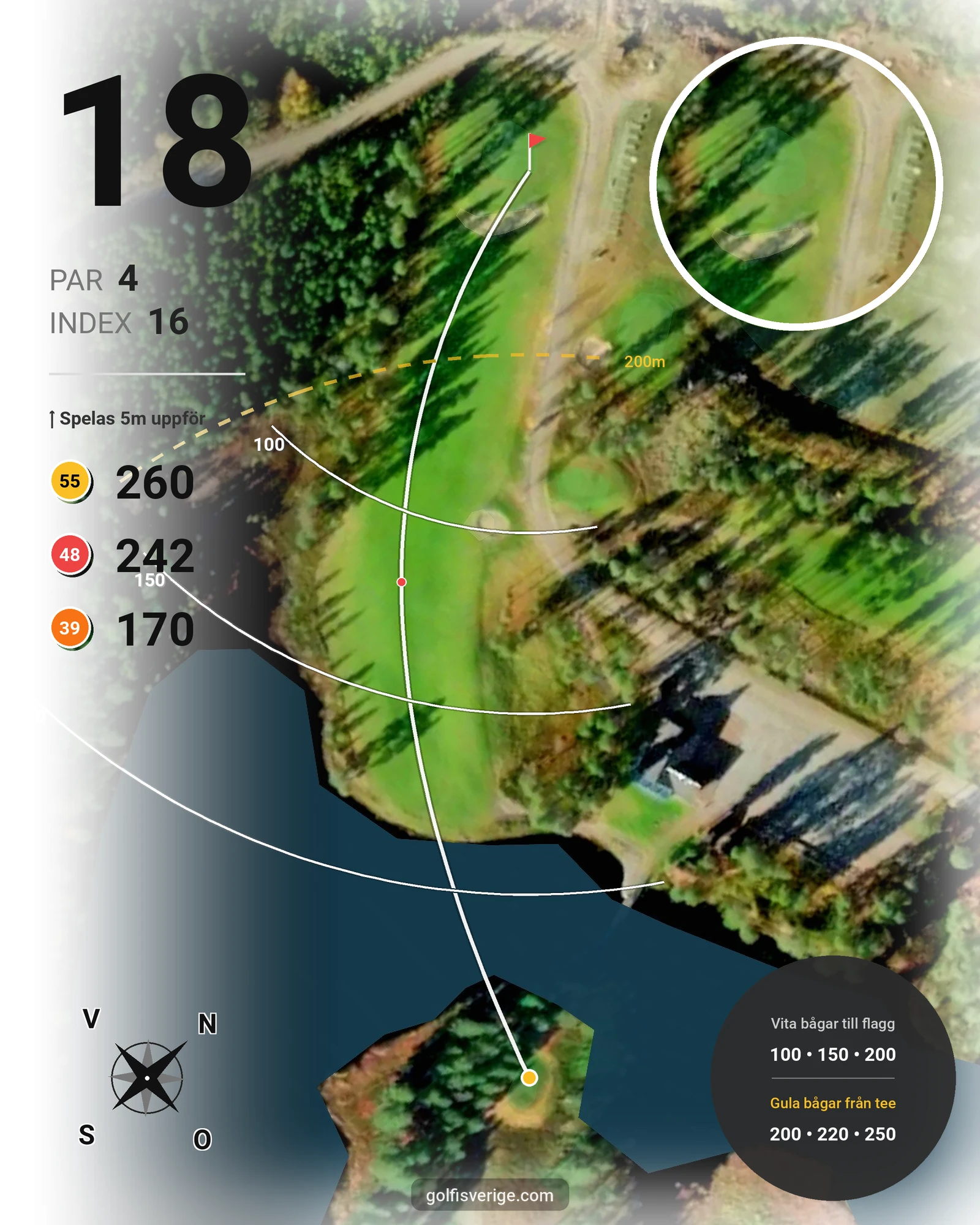 Banguide Lycksele GK på Lycksele Golfklubb - Hål 18 karta