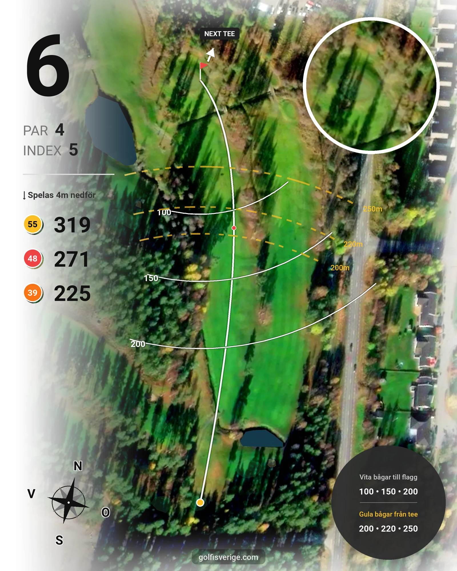 Banguide Lycksele GK på Lycksele Golfklubb - Hål 6 karta