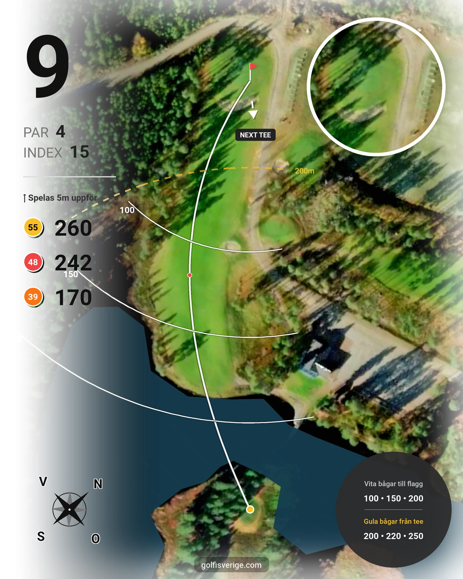 Banguide Lycksele GK på Lycksele Golfklubb - Hål 9 karta