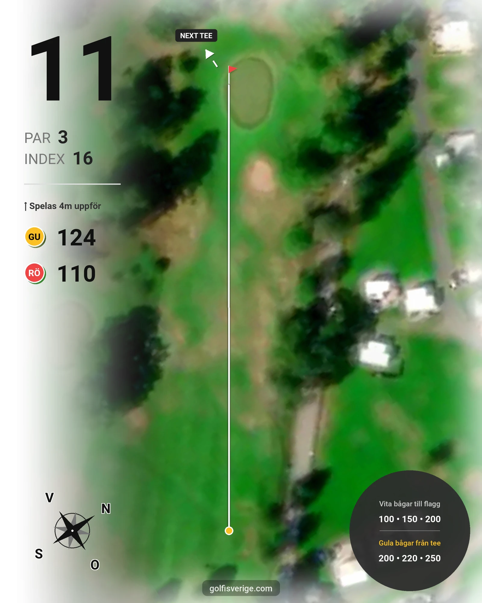 Banguide Lysingsbadets Golfbana hål 11 karta