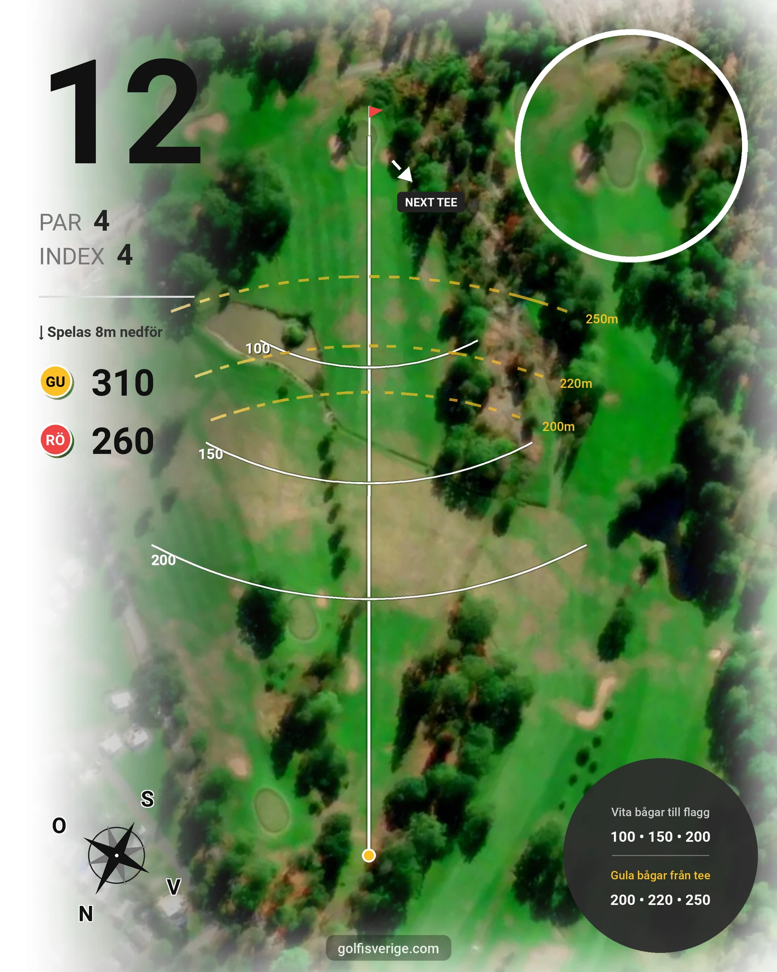 Banguide Lysingsbadets Golfbana hål 12 karta