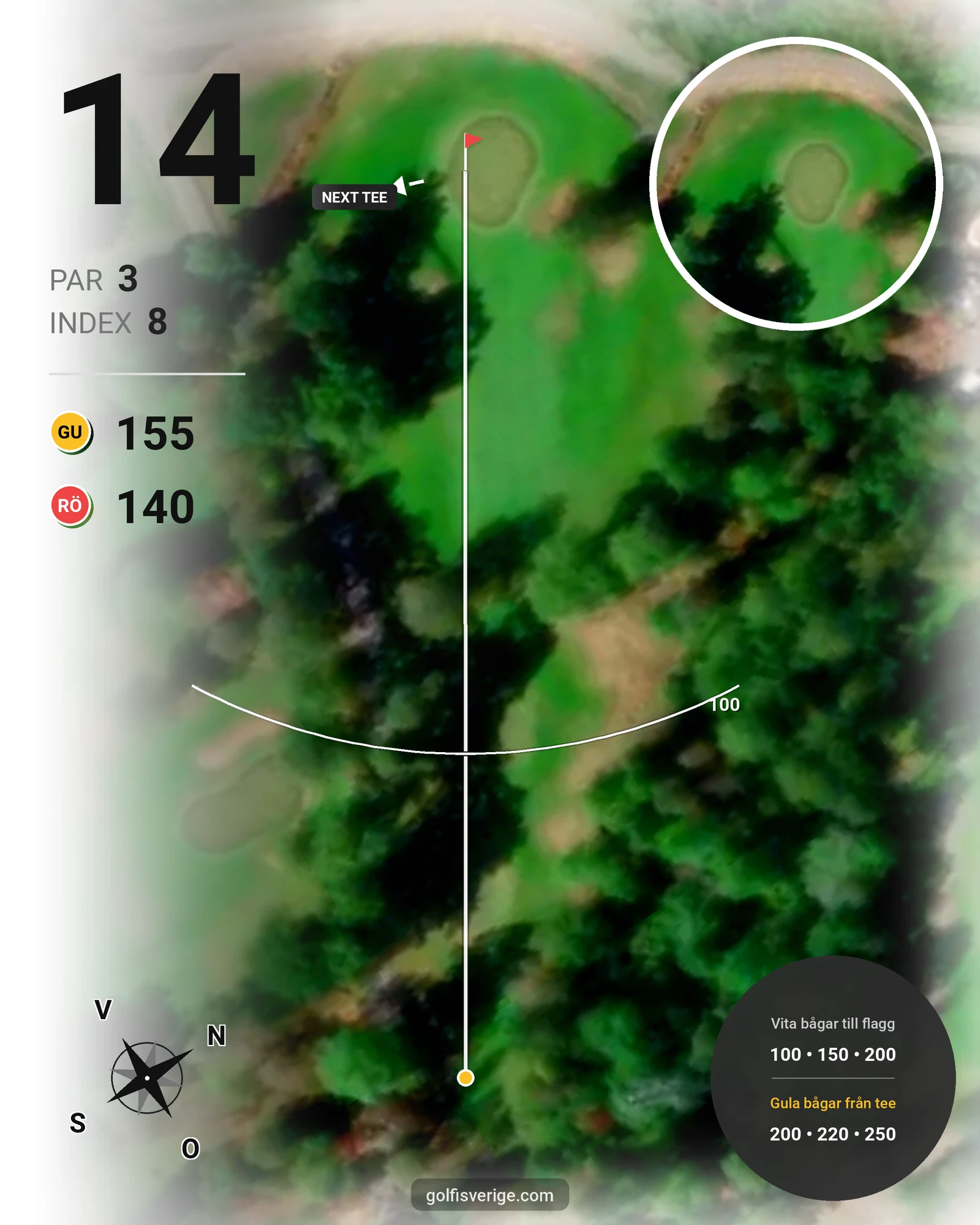 Banguide Lysingsbadets Golfbana hål 14 karta